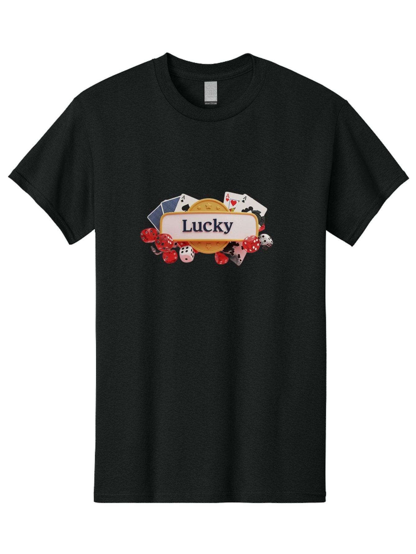 Lucky Men'S Graphic Tee, 100% Cotton, Comfortable Casual Summer Wear, Machine Washable, Lucky Charm, Playing Cards, Poker Dice, Casino Games, Gambler'S Luck, Good Fortune, Winning Streak, Lady Luck Bae227 5