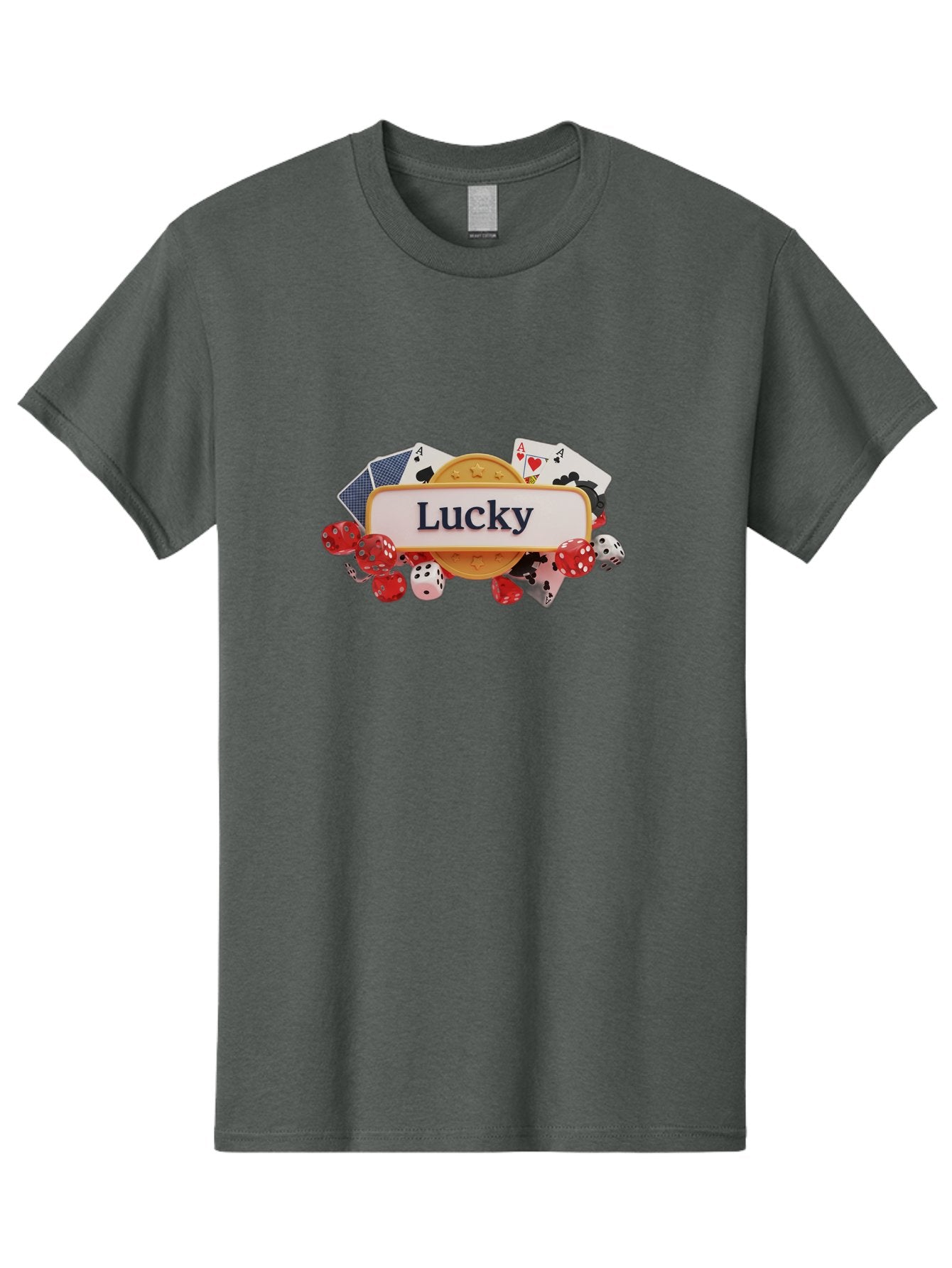 Lucky Men'S Graphic Tee, 100% Cotton, Comfortable Casual Summer Wear, Machine Washable, Lucky Charm, Playing Cards, Poker Dice, Casino Games, Gambler'S Luck, Good Fortune, Winning Streak, Lady Luck Bae227 23