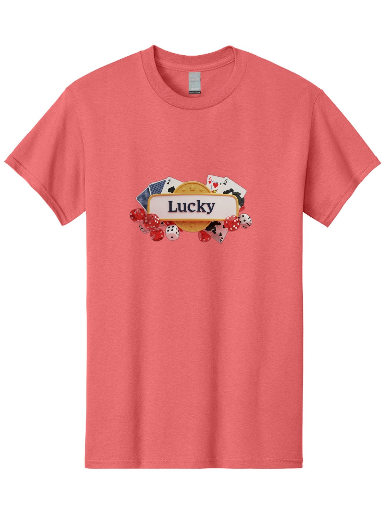 Lucky Men'S Graphic Tee, 100% Cotton, Comfortable Casual Summer Wear, Machine Washable, Lucky Charm, Playing Cards, Poker Dice, Casino Games, Gambler'S Luck, Good Fortune, Winning Streak, Lady Luck Bae227