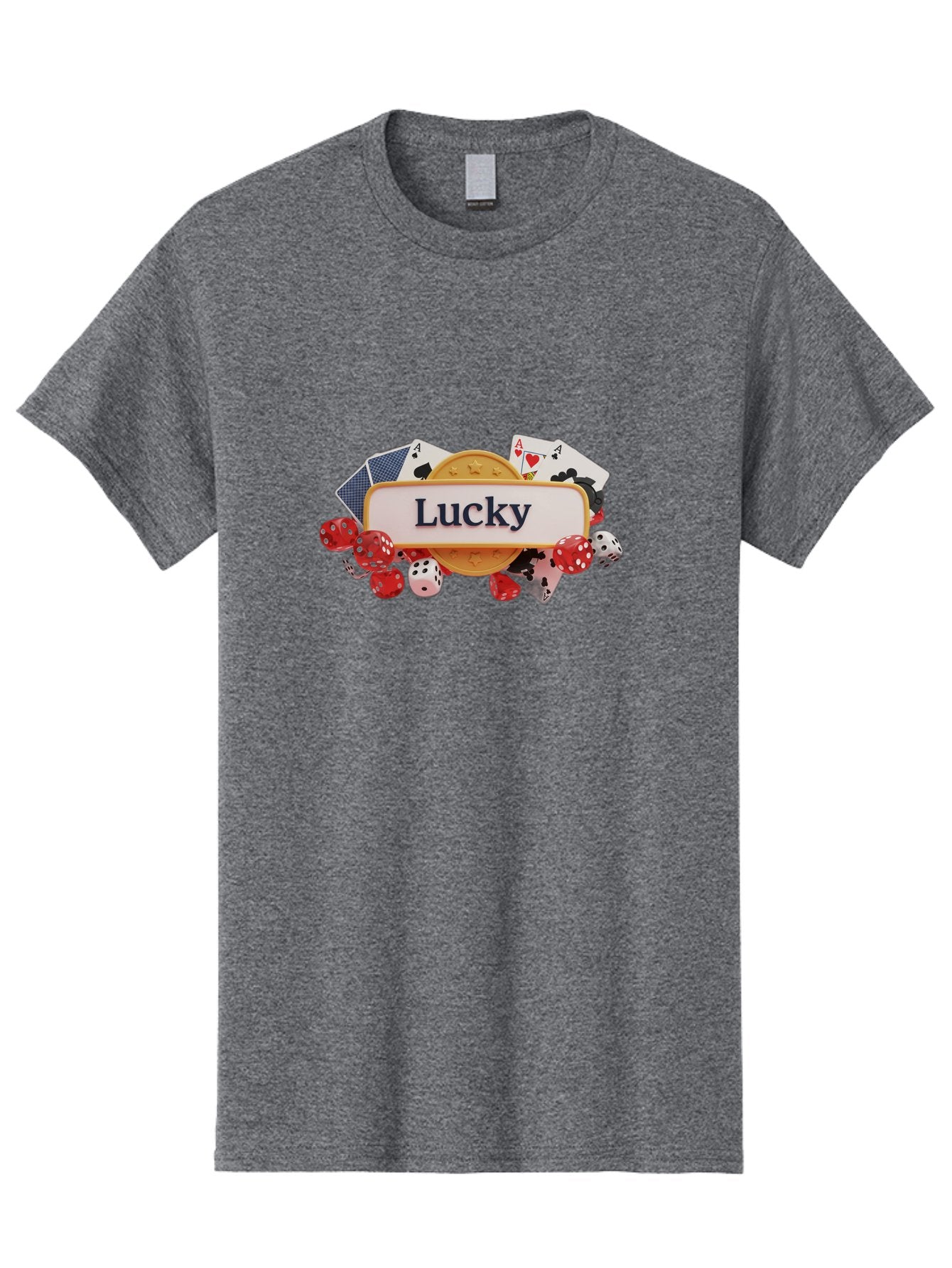 Lucky Men'S Graphic Tee, 100% Cotton, Comfortable Casual Summer Wear, Machine Washable, Lucky Charm, Playing Cards, Poker Dice, Casino Games, Gambler'S Luck, Good Fortune, Winning Streak, Lady Luck Bae227 9