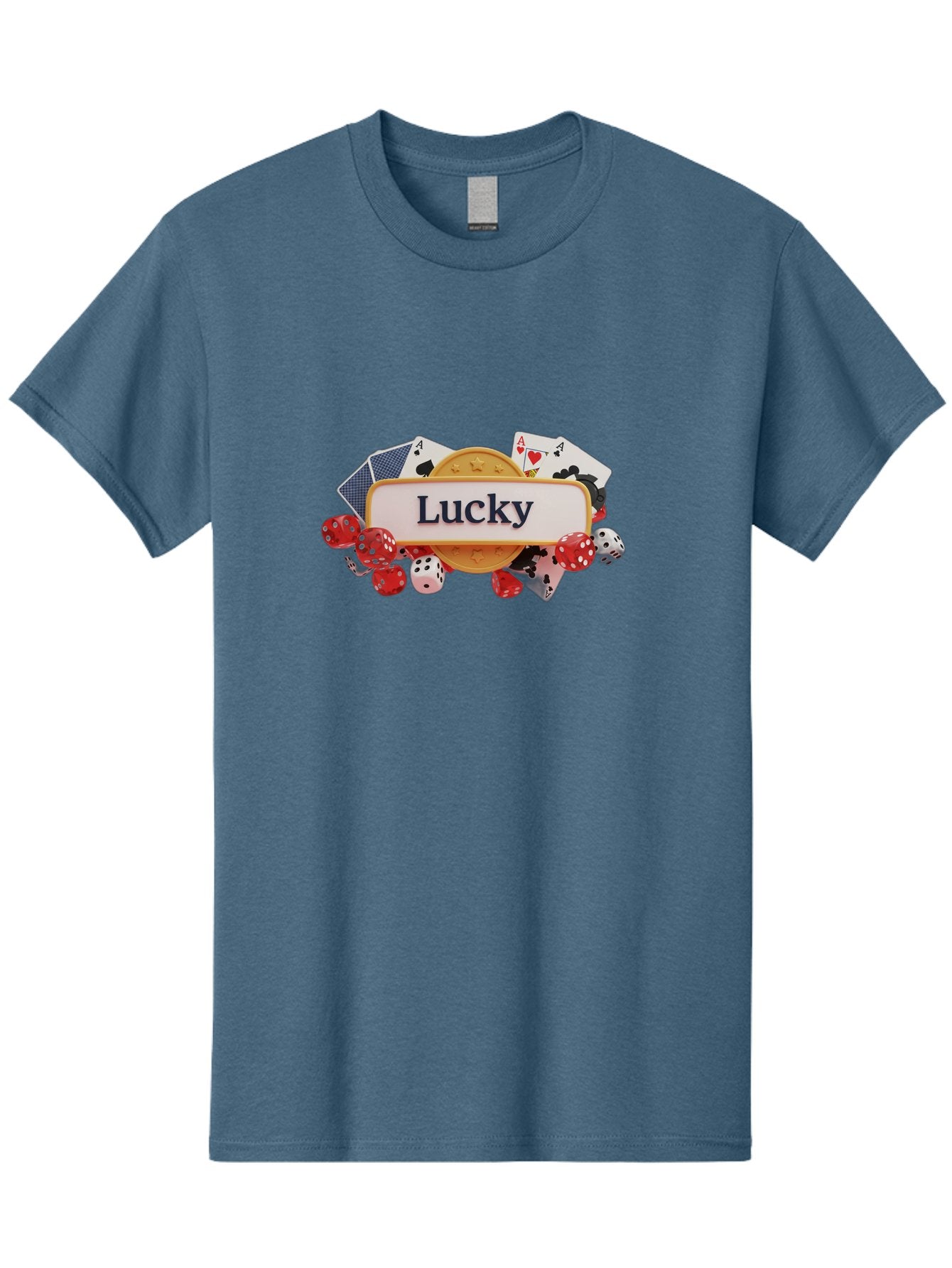 Lucky Men'S Graphic Tee, 100% Cotton, Comfortable Casual Summer Wear, Machine Washable, Lucky Charm, Playing Cards, Poker Dice, Casino Games, Gambler'S Luck, Good Fortune, Winning Streak, Lady Luck Bae227 21