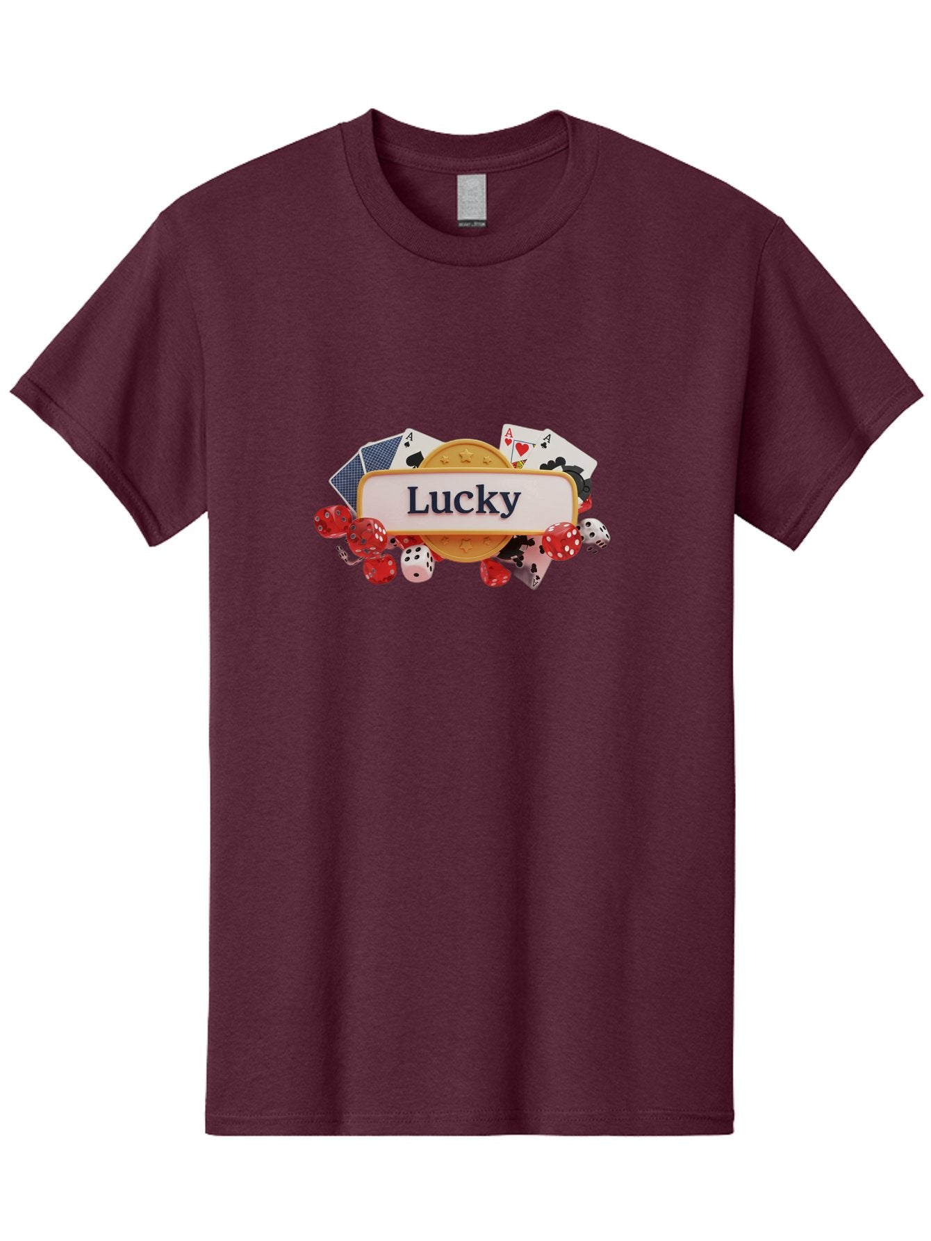 Lucky Men'S Graphic Tee, 100% Cotton, Comfortable Casual Summer Wear, Machine Washable, Lucky Charm, Playing Cards, Poker Dice, Casino Games, Gambler'S Luck, Good Fortune, Winning Streak, Lady Luck Bae227 25