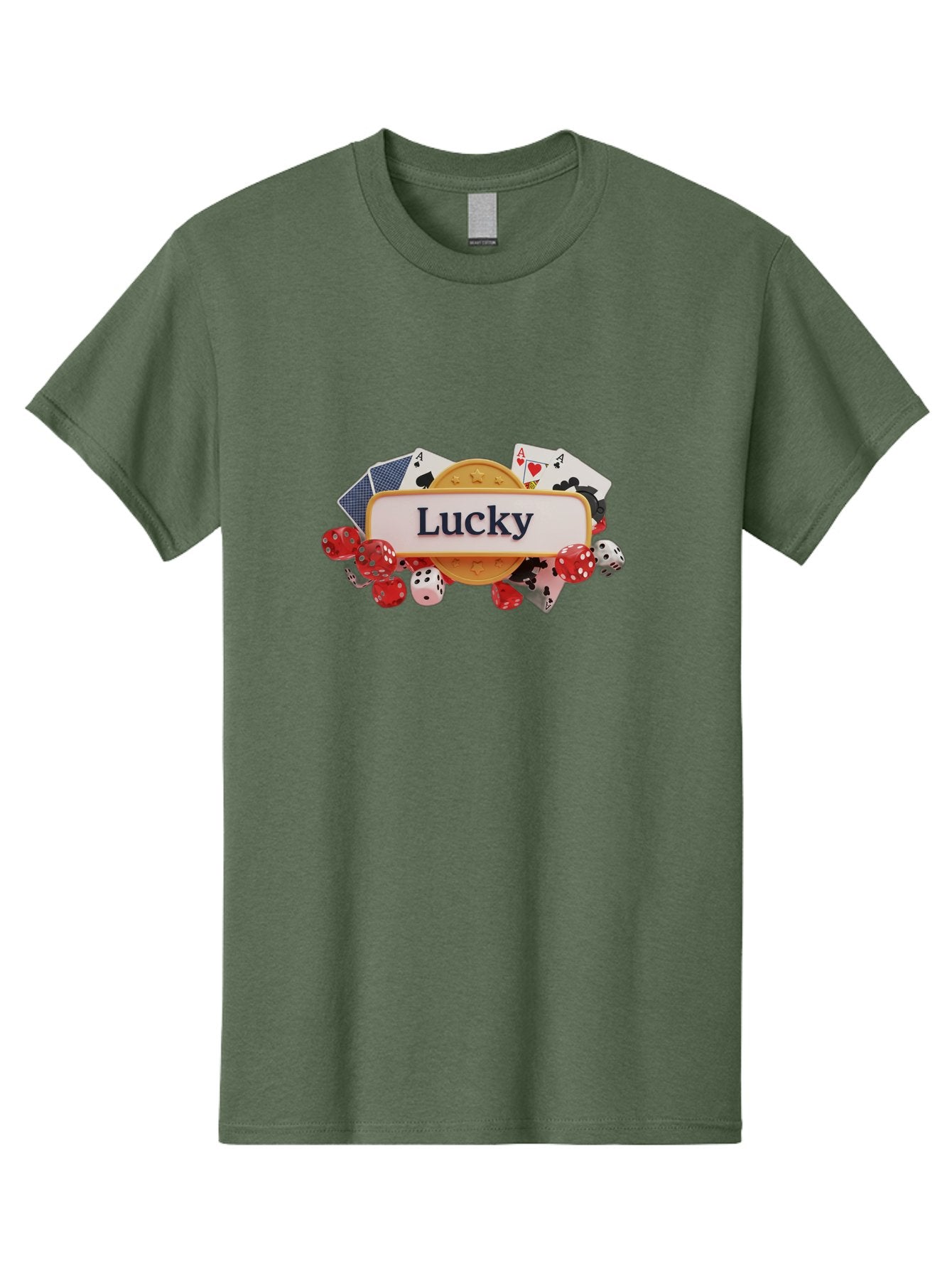 Lucky Men'S Graphic Tee, 100% Cotton, Comfortable Casual Summer Wear, Machine Washable, Lucky Charm, Playing Cards, Poker Dice, Casino Games, Gambler'S Luck, Good Fortune, Winning Streak, Lady Luck Bae227 13