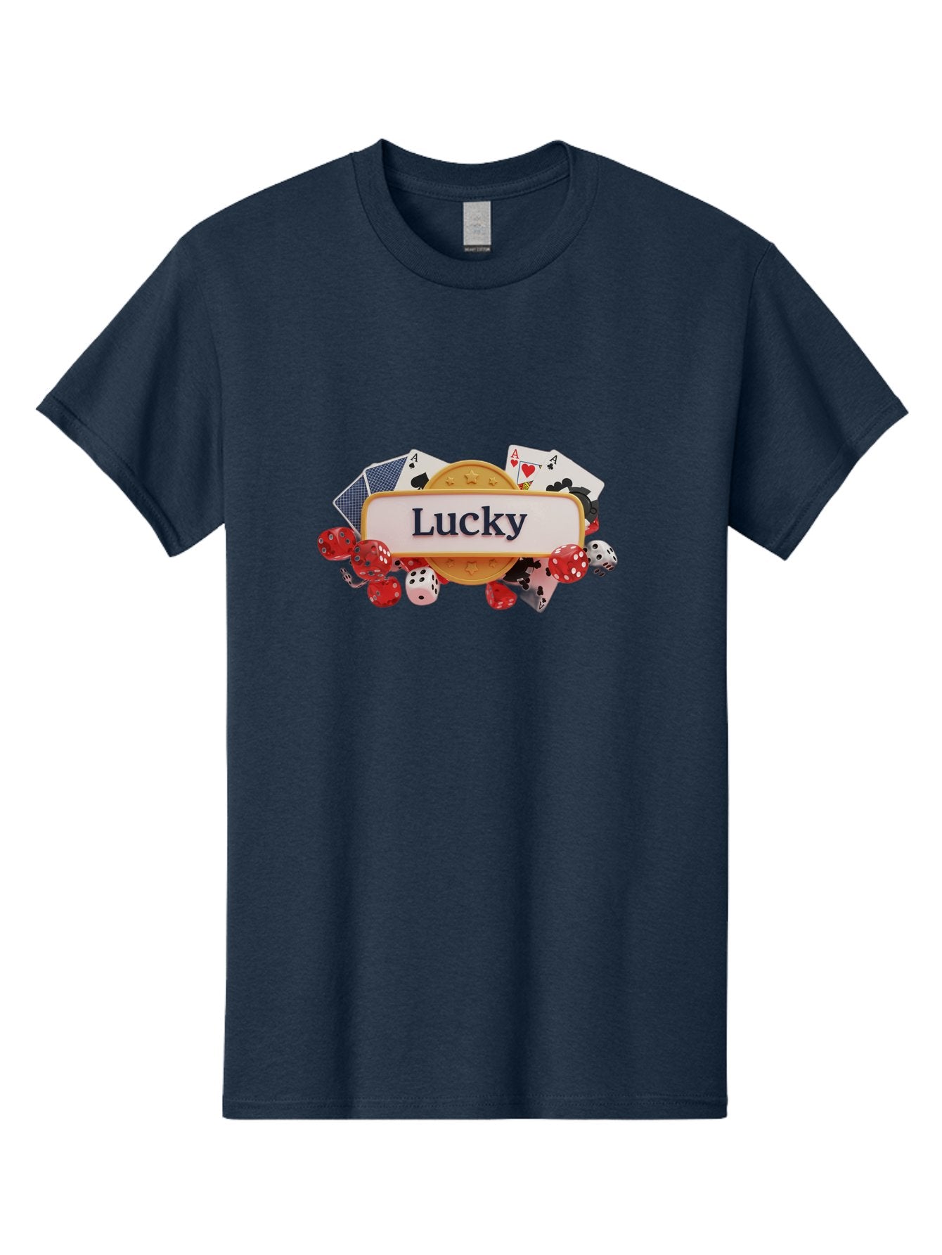 Lucky Men'S Graphic Tee, 100% Cotton, Comfortable Casual Summer Wear, Machine Washable, Lucky Charm, Playing Cards, Poker Dice, Casino Games, Gambler'S Luck, Good Fortune, Winning Streak, Lady Luck Bae227 15
