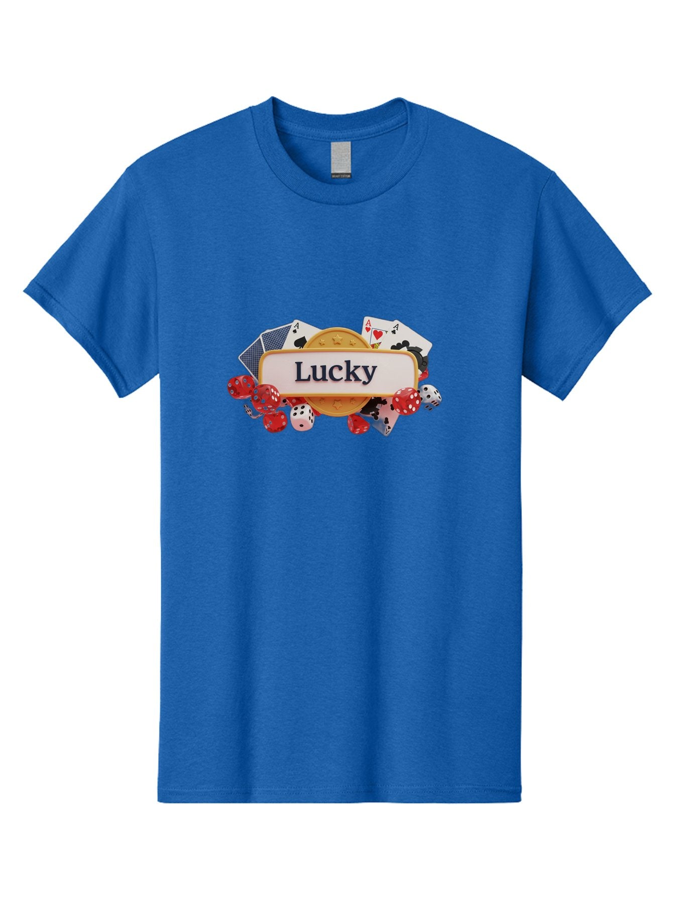 Lucky Men'S Graphic Tee, 100% Cotton, Comfortable Casual Summer Wear, Machine Washable, Lucky Charm, Playing Cards, Poker Dice, Casino Games, Gambler'S Luck, Good Fortune, Winning Streak, Lady Luck Bae227 27