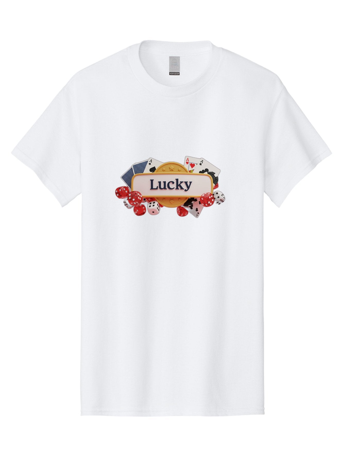 Lucky Men'S Graphic Tee, 100% Cotton, Comfortable Casual Summer Wear, Machine Washable, Lucky Charm, Playing Cards, Poker Dice, Casino Games, Gambler'S Luck, Good Fortune, Winning Streak, Lady Luck Bae227 3