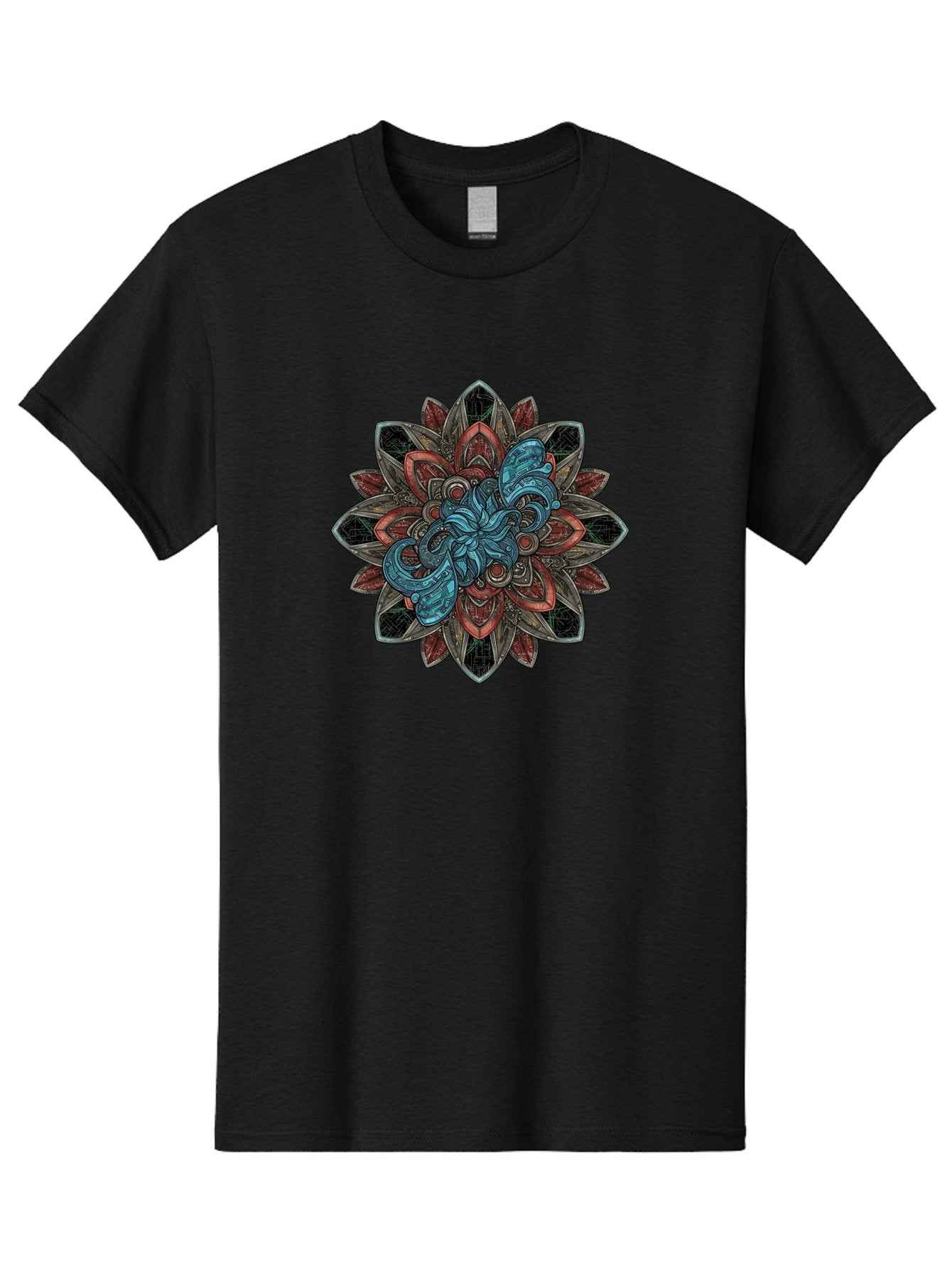 Mandala-Design Men'S Graphic Tee, 100% Cotton, Comfortable Casual Summer Wear, Machine Washable, Intricate Mandala Design, Octopus In The Center, Swirling Tentacles, Bohemian Art, Vibrant Colors, Abstract Patterns, Symbolic Artwork, Bae228 5