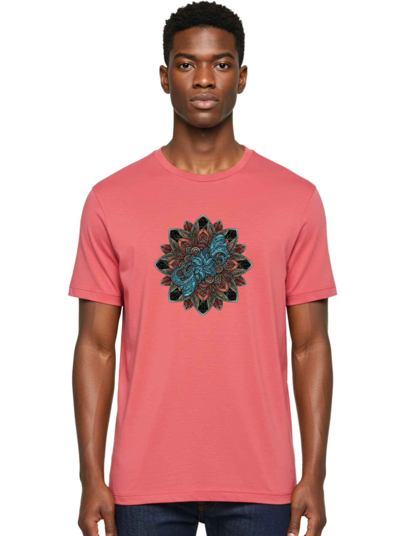 Mandala-Design Men'S Graphic Tee, 100% Cotton, Comfortable Casual Summer Wear, Machine Washable, Intricate Mandala Design, Octopus In The Center, Swirling Tentacles, Bohemian Art, Vibrant Colors, Abstract Patterns, Symbolic Artwork, Bae228 18
