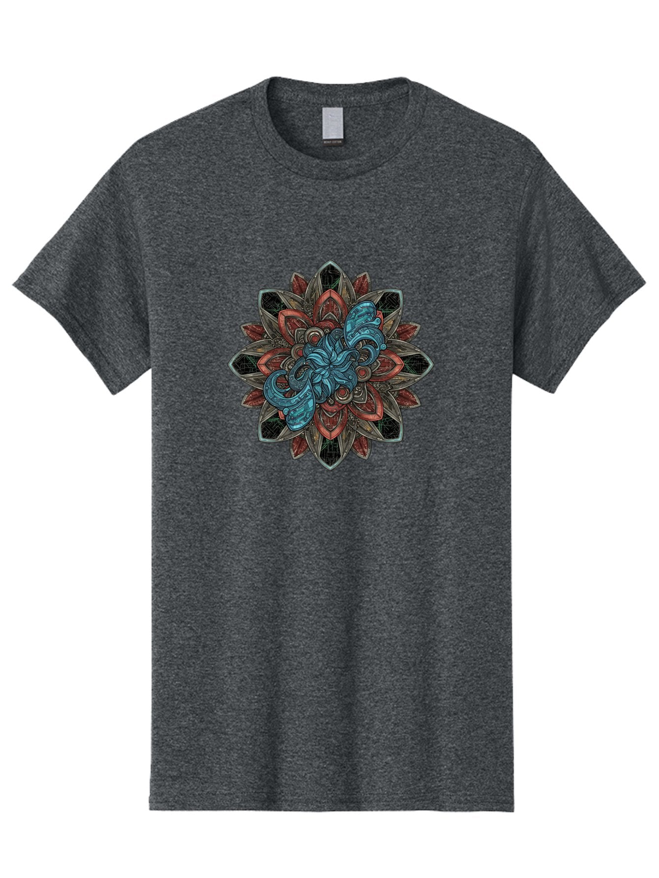 Mandala-Design Men'S Graphic Tee, 100% Cotton, Comfortable Casual Summer Wear, Machine Washable, Intricate Mandala Design, Octopus In The Center, Swirling Tentacles, Bohemian Art, Vibrant Colors, Abstract Patterns, Symbolic Artwork, Bae228 9