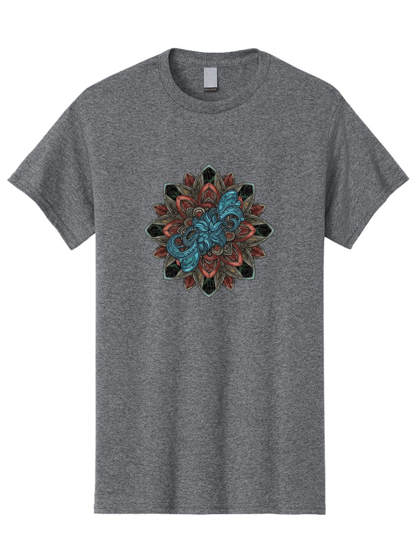 Mandala-Design Men'S Graphic Tee, 100% Cotton, Comfortable Casual Summer Wear, Machine Washable, Intricate Mandala Design, Octopus In The Center, Swirling Tentacles, Bohemian Art, Vibrant Colors, Abstract Patterns, Symbolic Artwork, Bae228 11