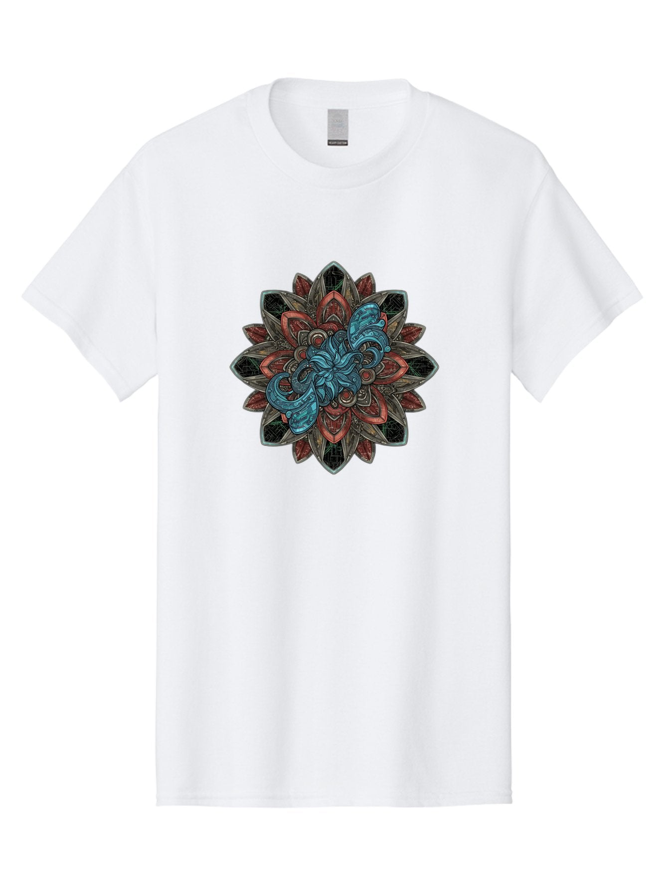 Mandala-Design Men'S Graphic Tee, 100% Cotton, Comfortable Casual Summer Wear, Machine Washable, Intricate Mandala Design, Octopus In The Center, Swirling Tentacles, Bohemian Art, Vibrant Colors, Abstract Patterns, Symbolic Artwork, Bae228 4