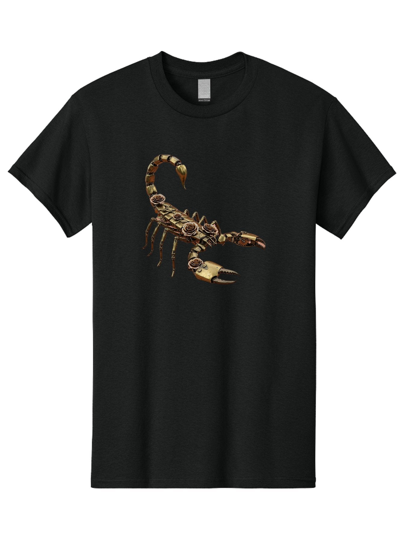 Mechanical-Scorpion Men'S Graphic Tee, 100% Cotton, Comfortable Casual Summer Wear, Machine Washable, Metallic Scorpion, Robotic Creature, Mechanical Arachnid, Futuristic Design, Steampunk Insect, Science Fiction Art, Robotic Exoskeleton, Bae229 3