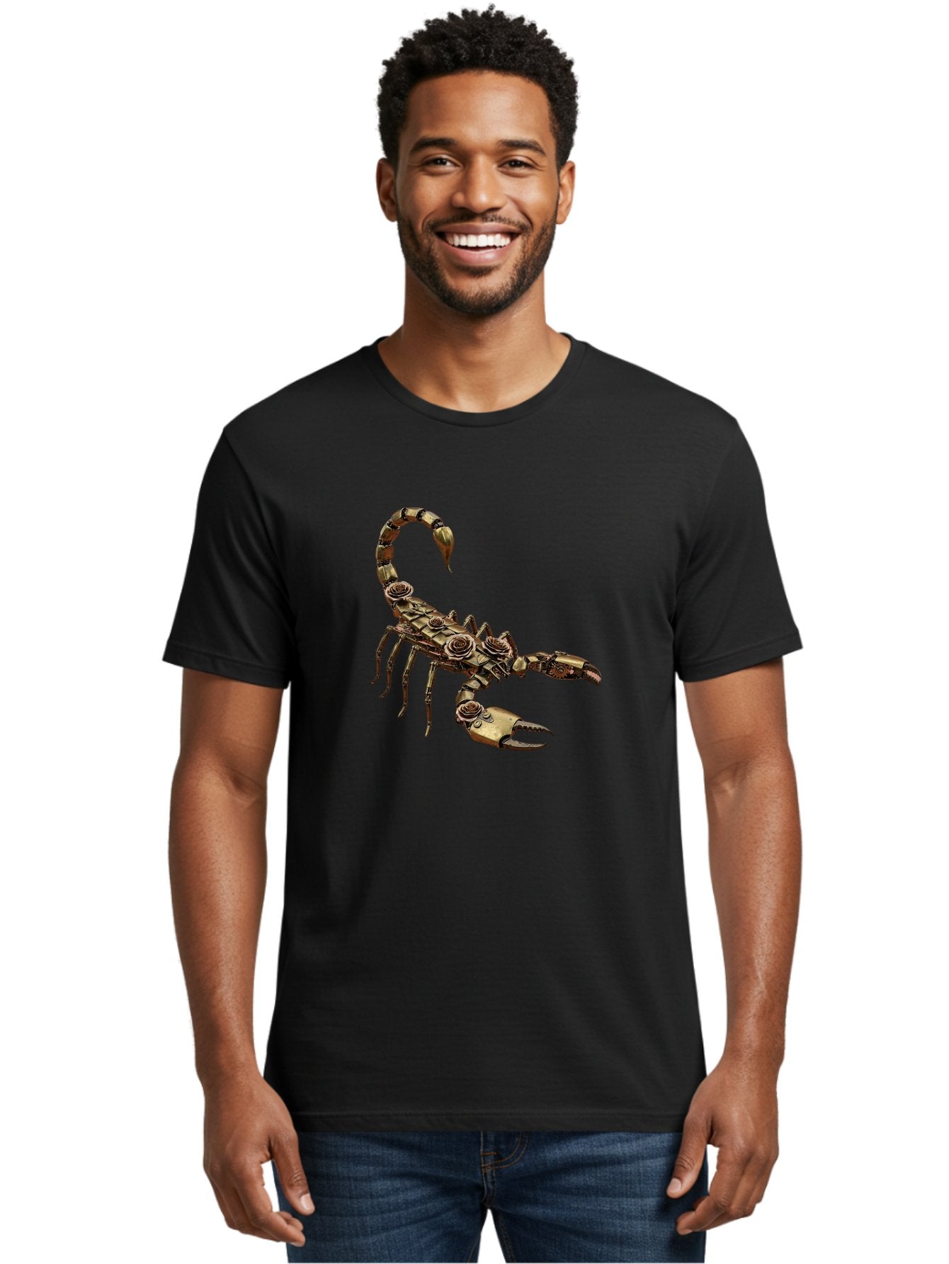 Mechanical-Scorpion Men'S Graphic Tee, 100% Cotton, Comfortable Casual Summer Wear, Machine Washable, Metallic Scorpion, Robotic Creature, Mechanical Arachnid, Futuristic Design, Steampunk Insect, Science Fiction Art, Robotic Exoskeleton, Bae229 22