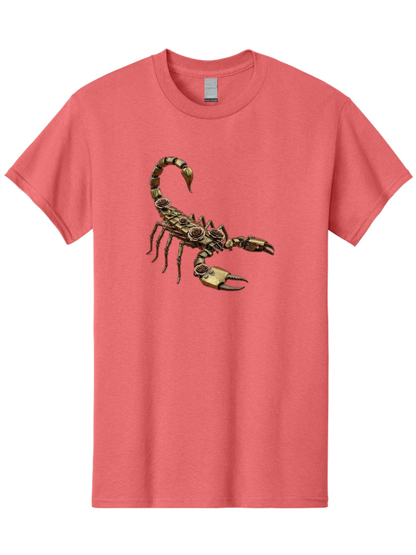 Mechanical-Scorpion Men'S Graphic Tee, 100% Cotton, Comfortable Casual Summer Wear, Machine Washable, Metallic Scorpion, Robotic Creature, Mechanical Arachnid, Futuristic Design, Steampunk Insect, Science Fiction Art, Robotic Exoskeleton, Bae229 4