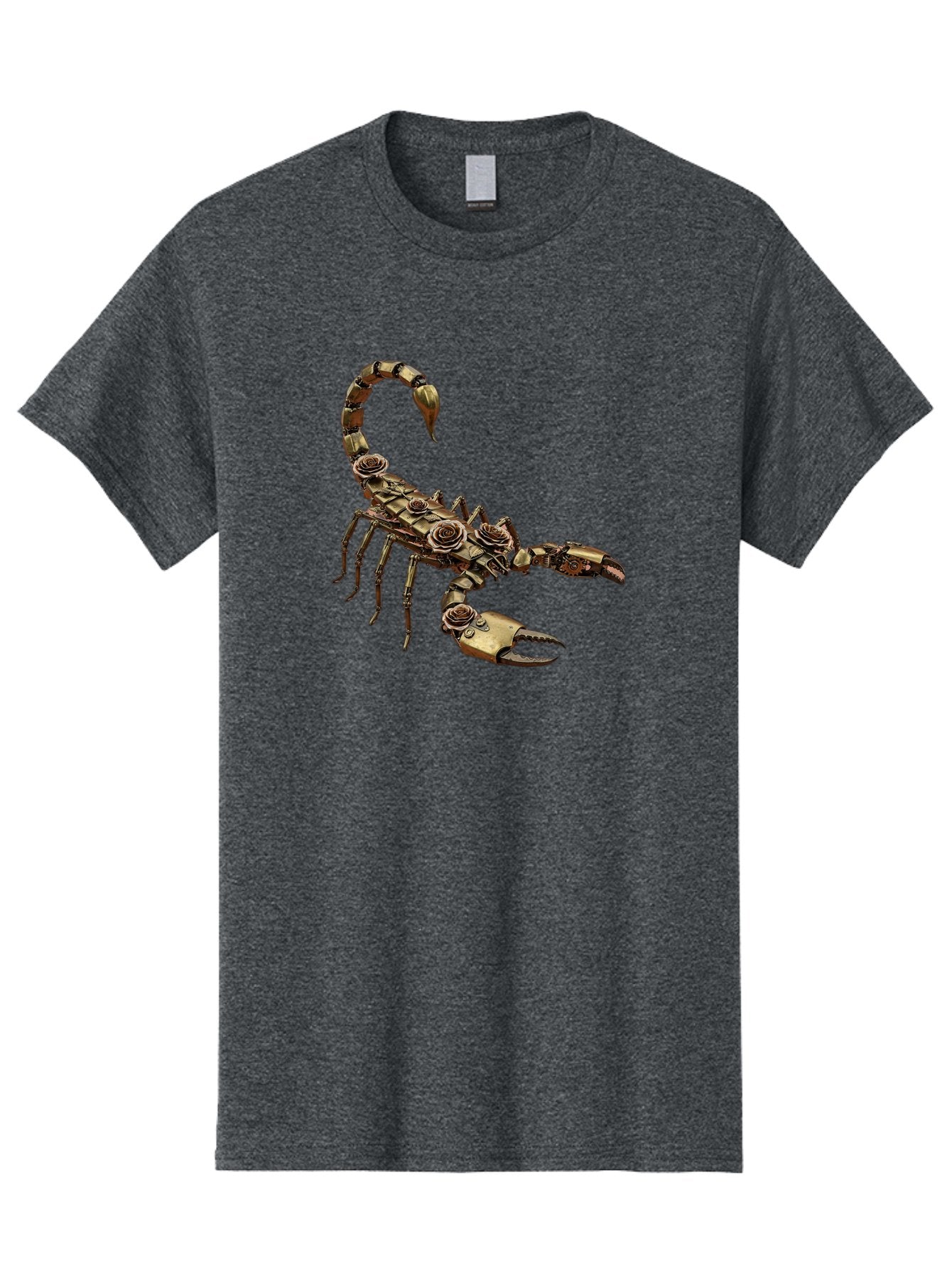 Mechanical-Scorpion Men'S Graphic Tee, 100% Cotton, Comfortable Casual Summer Wear, Machine Washable, Metallic Scorpion, Robotic Creature, Mechanical Arachnid, Futuristic Design, Steampunk Insect, Science Fiction Art, Robotic Exoskeleton, Bae229