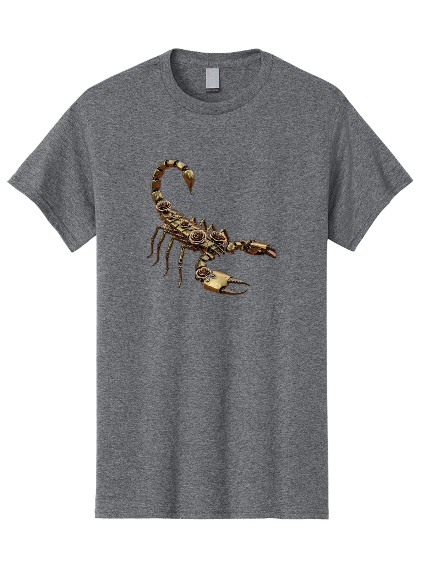 Mechanical-Scorpion Men'S Graphic Tee, 100% Cotton, Comfortable Casual Summer Wear, Machine Washable, Metallic Scorpion, Robotic Creature, Mechanical Arachnid, Futuristic Design, Steampunk Insect, Science Fiction Art, Robotic Exoskeleton, Bae229 8