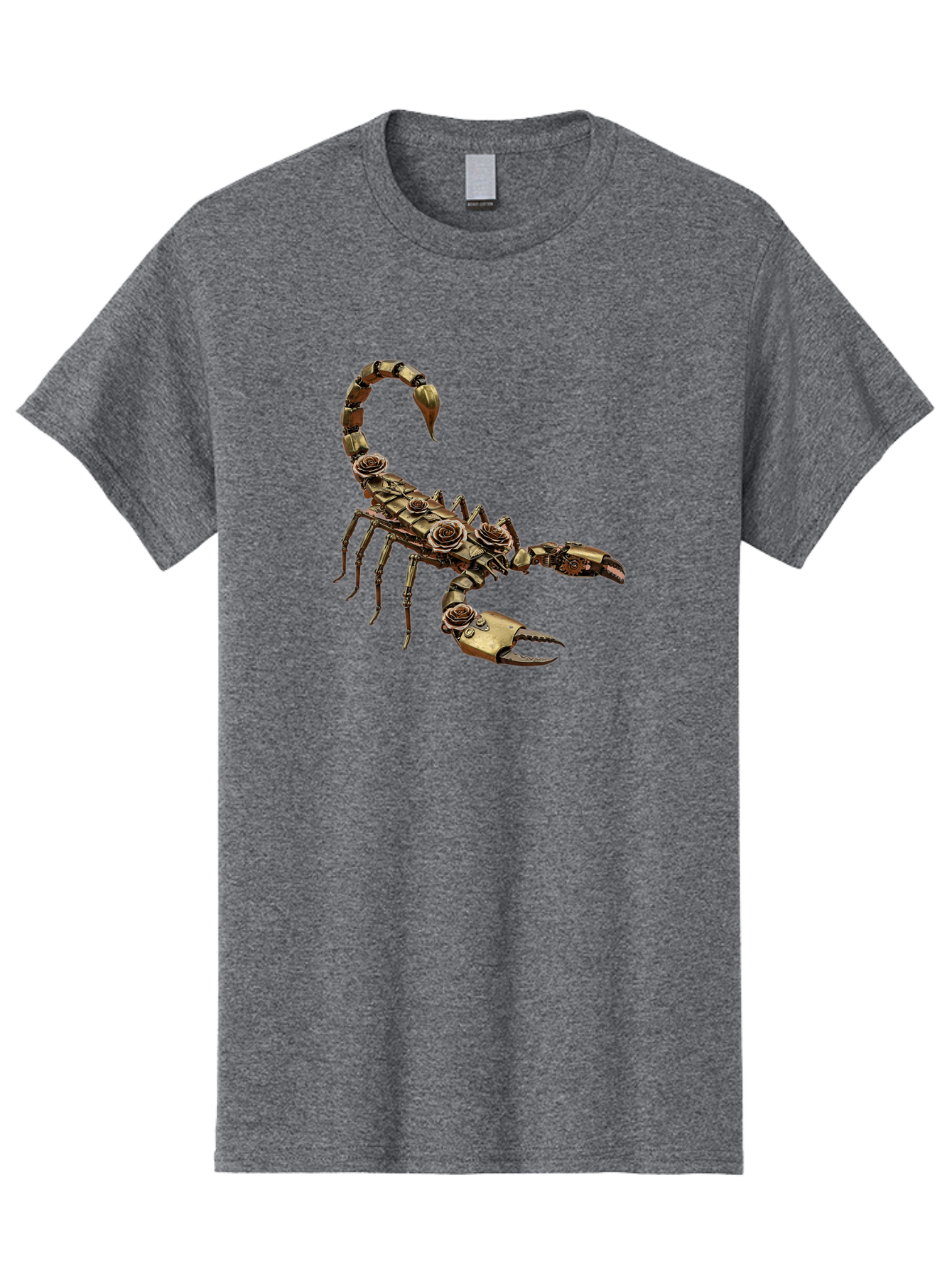 Mechanical-Scorpion Men'S Graphic Tee, 100% Cotton, Comfortable Casual Summer Wear, Machine Washable, Metallic Scorpion, Robotic Creature, Mechanical Arachnid, Futuristic Design, Steampunk Insect, Science Fiction Art, Robotic Exoskeleton, Bae229 6