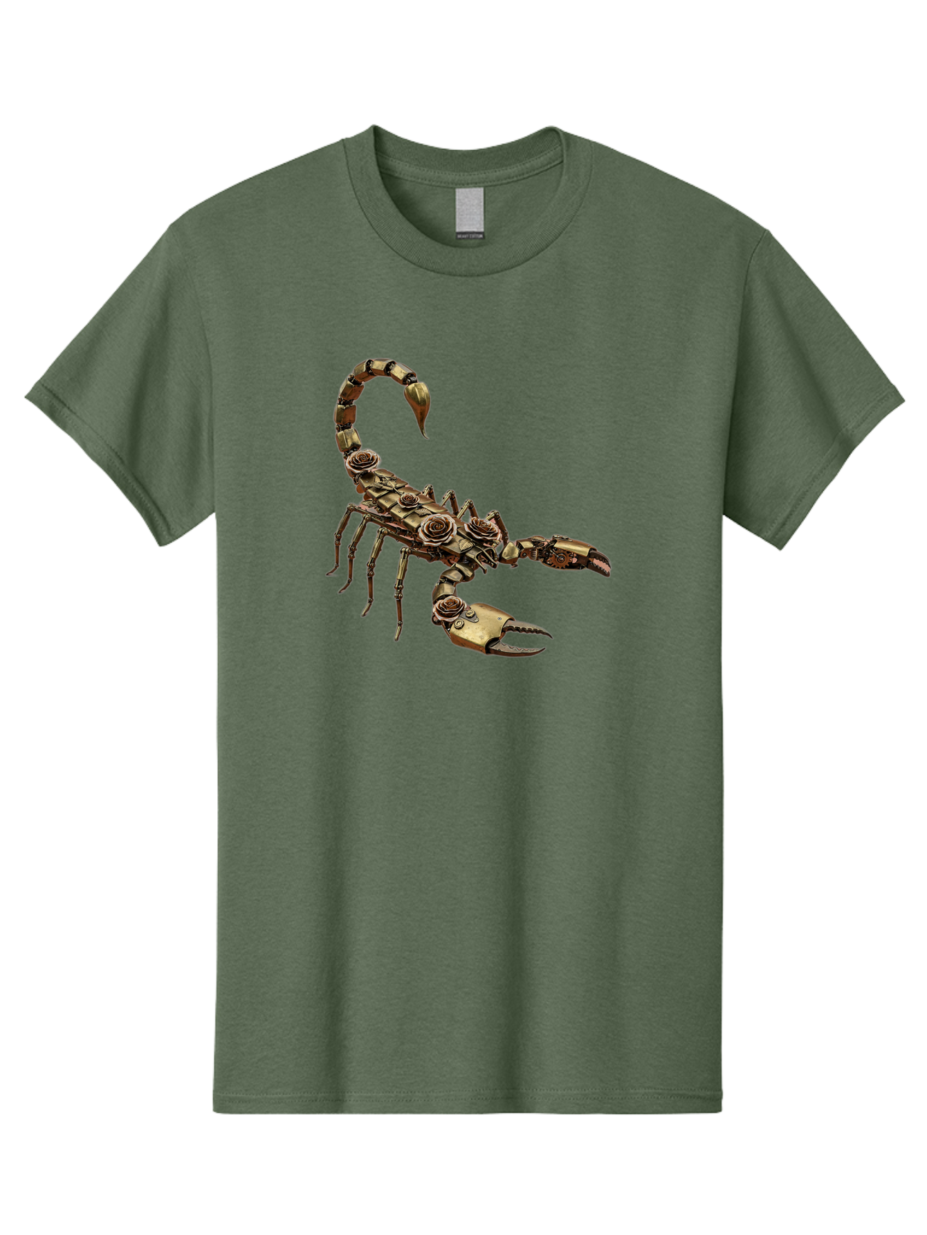 Mechanical-Scorpion Men'S Graphic Tee, 100% Cotton, Comfortable Casual Summer Wear, Machine Washable, Metallic Scorpion, Robotic Creature, Mechanical Arachnid, Futuristic Design, Steampunk Insect, Science Fiction Art, Robotic Exoskeleton, Bae229 4