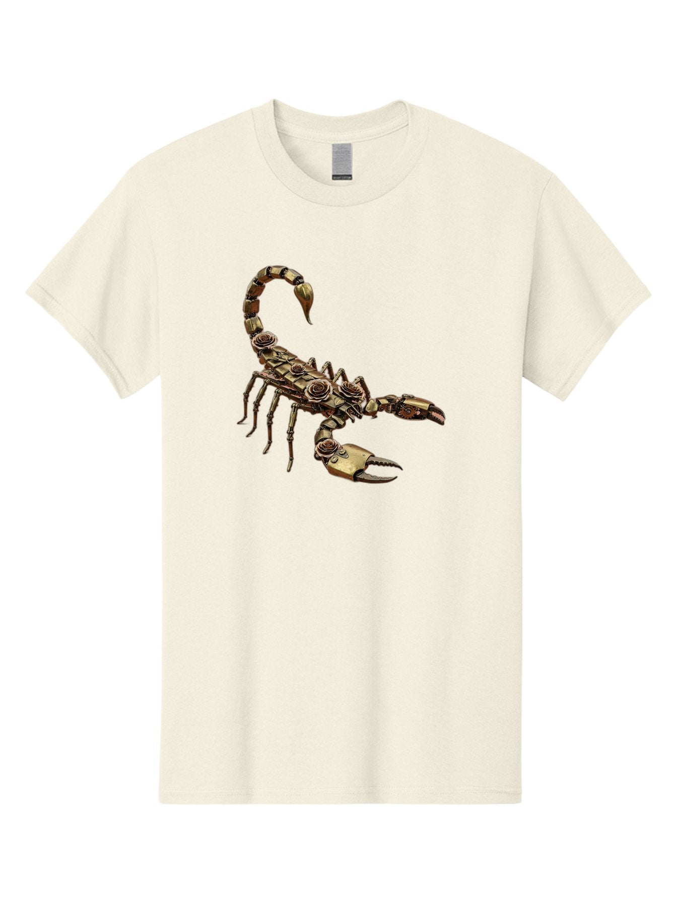 Mechanical-Scorpion Men'S Graphic Tee, 100% Cotton, Comfortable Casual Summer Wear, Machine Washable, Metallic Scorpion, Robotic Creature, Mechanical Arachnid, Futuristic Design, Steampunk Insect, Science Fiction Art, Robotic Exoskeleton, Bae229