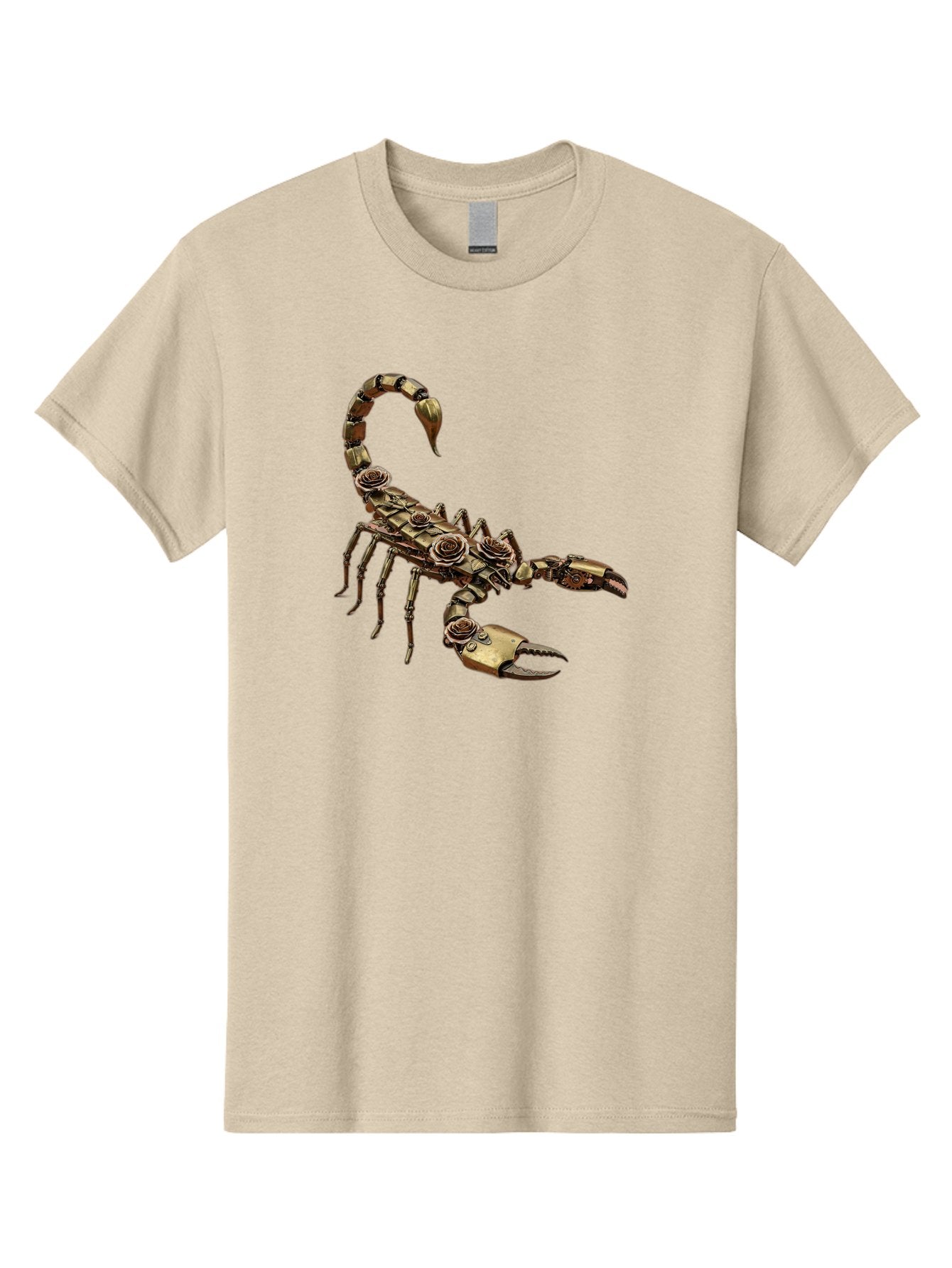 Mechanical-Scorpion Men'S Graphic Tee, 100% Cotton, Comfortable Casual Summer Wear, Machine Washable, Metallic Scorpion, Robotic Creature, Mechanical Arachnid, Futuristic Design, Steampunk Insect, Science Fiction Art, Robotic Exoskeleton, Bae229 5