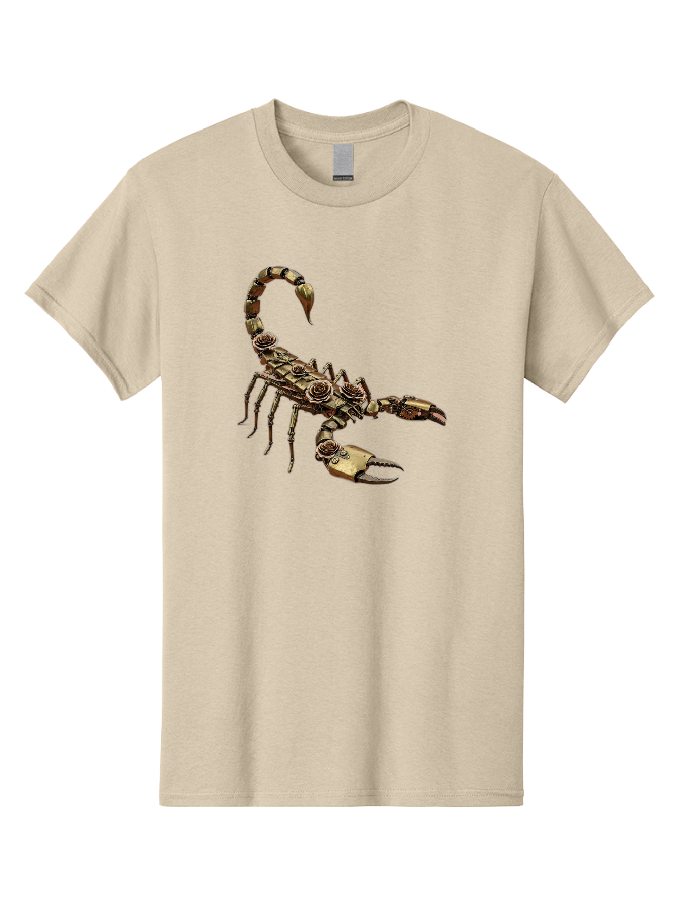 Mechanical-Scorpion Men'S Graphic Tee, 100% Cotton, Comfortable Casual Summer Wear, Machine Washable, Metallic Scorpion, Robotic Creature, Mechanical Arachnid, Futuristic Design, Steampunk Insect, Science Fiction Art, Robotic Exoskeleton, Bae229 8