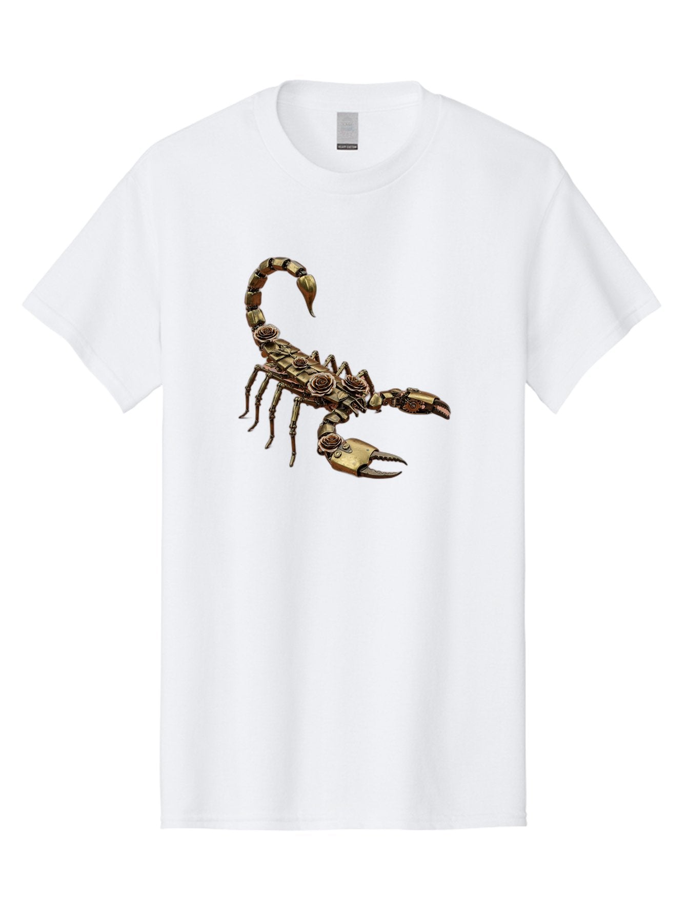 Mechanical-Scorpion Men'S Graphic Tee, 100% Cotton, Comfortable Casual Summer Wear, Machine Washable, Metallic Scorpion, Robotic Creature, Mechanical Arachnid, Futuristic Design, Steampunk Insect, Science Fiction Art, Robotic Exoskeleton, Bae229 7