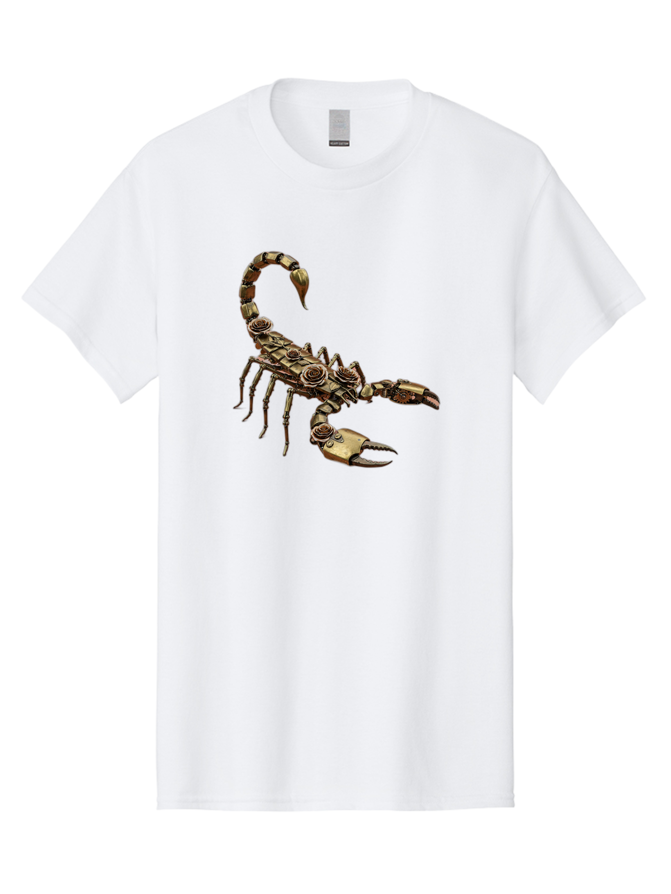 Mechanical-Scorpion Men'S Graphic Tee, 100% Cotton, Comfortable Casual Summer Wear, Machine Washable, Metallic Scorpion, Robotic Creature, Mechanical Arachnid, Futuristic Design, Steampunk Insect, Science Fiction Art, Robotic Exoskeleton, Bae229 13