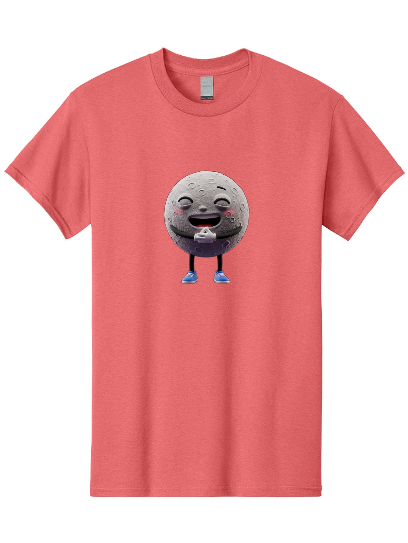 Moon-Character Men'S Graphic Tee, 100% Cotton, Comfortable Casual Summer Wear, Machine Washable, Cartoon Moon With Face, Smiling Moon Character, Moon With Legs, Blue Sneakers, Craters On Moon, Happy Expression, Anthropomorphic Moon, Bae231 3