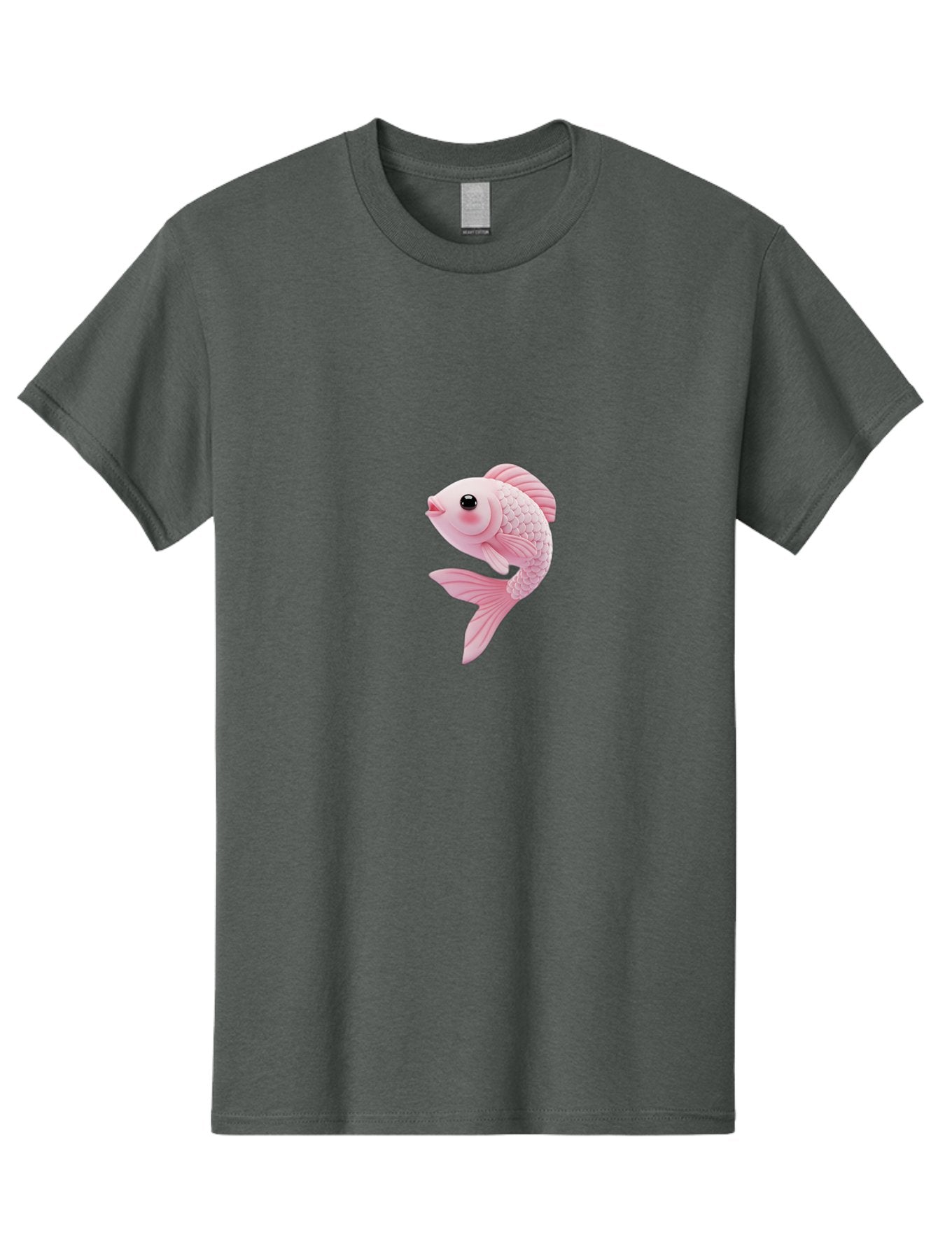 Pink-Goldfish Men'S Graphic Tee, 100% Cotton, Comfortable Casual Summer Wear, Machine Washable, Pink Fish, Cartoon Style, Kawaii Character, Toy-Like Appearance, Playful Design, Aquatic Theme, Cute Expression, Isolated Graphic Bae237 11