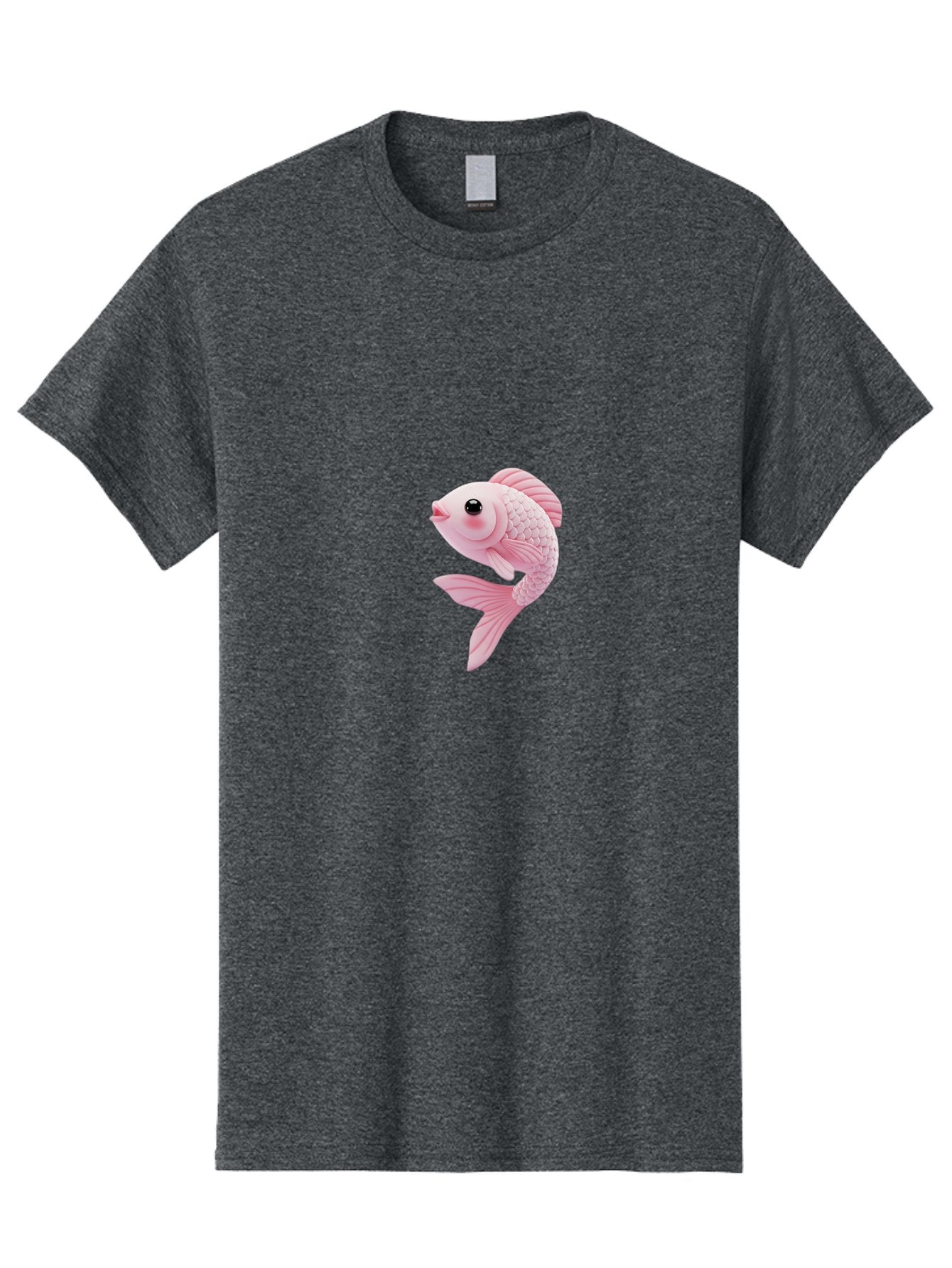 Pink-Goldfish Men'S Graphic Tee, 100% Cotton, Comfortable Casual Summer Wear, Machine Washable, Pink Fish, Cartoon Style, Kawaii Character, Toy-Like Appearance, Playful Design, Aquatic Theme, Cute Expression, Isolated Graphic Bae237 9