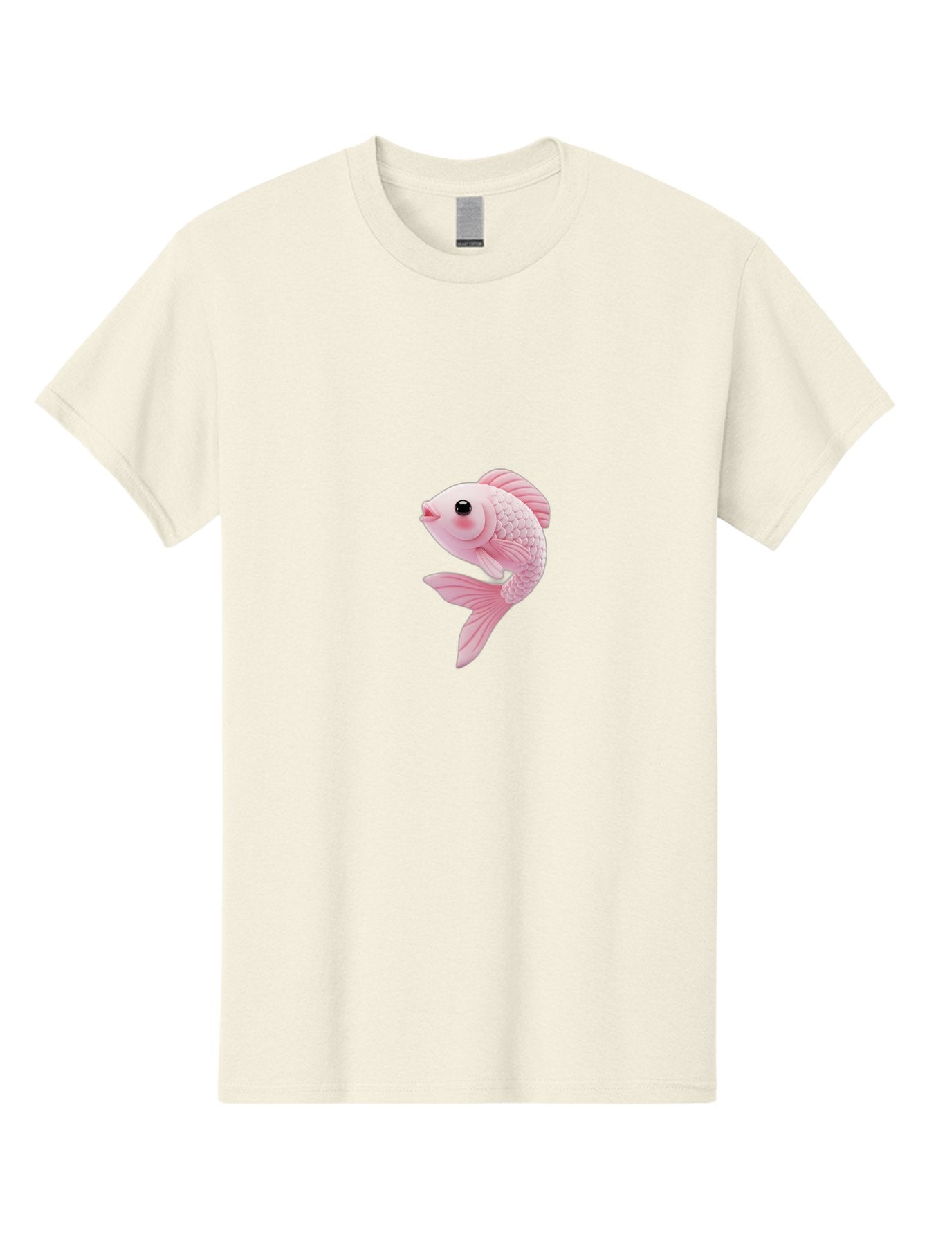 Pink-Goldfish Men'S Graphic Tee, 100% Cotton, Comfortable Casual Summer Wear, Machine Washable, Pink Fish, Cartoon Style, Kawaii Character, Toy-Like Appearance, Playful Design, Aquatic Theme, Cute Expression, Isolated Graphic Bae237 5