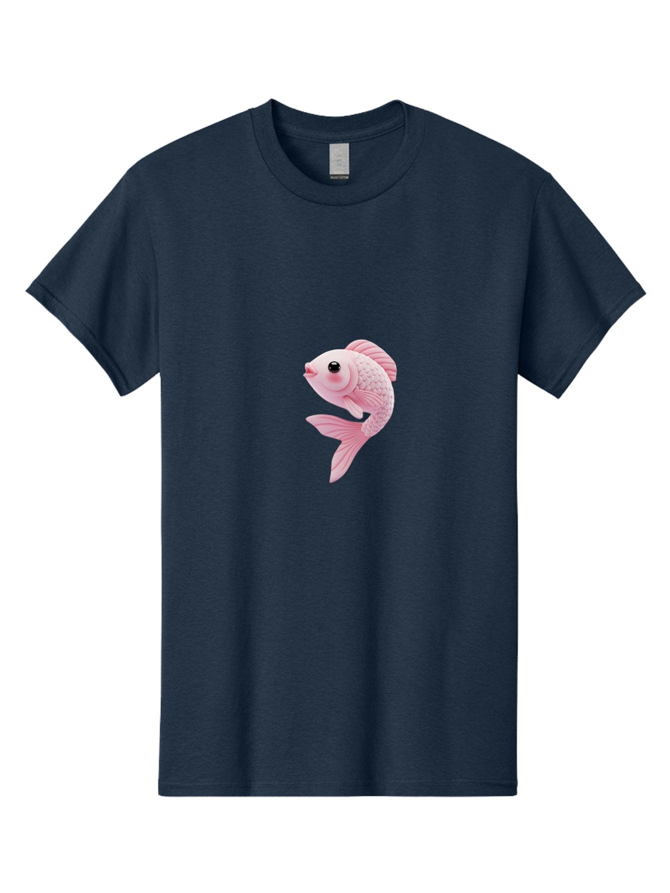 Pink-Goldfish Men'S Graphic Tee, 100% Cotton, Comfortable Casual Summer Wear, Machine Washable, Pink Fish, Cartoon Style, Kawaii Character, Toy-Like Appearance, Playful Design, Aquatic Theme, Cute Expression, Isolated Graphic Bae237 14