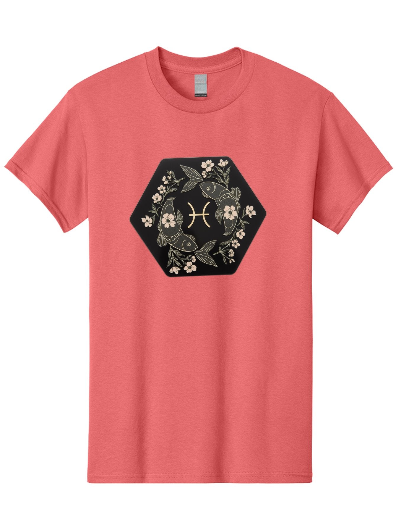 Pisces-Zodiac-Symbol Men'S Graphic Tee, 100% Cotton, Comfortable Casual Summer Wear, Machine Washable, Pisces Zodiac Symbol, Fish Illustration, Floral Wreath, Astrology Sign, Horoscope, Mystical Design, Esoteric Art, Spiritual Symbolism, Bae240 8