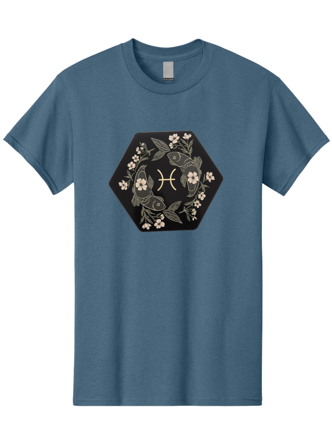 Pisces-Zodiac-Symbol Men'S Graphic Tee, 100% Cotton, Comfortable Casual Summer Wear, Machine Washable, Pisces Zodiac Symbol, Fish Illustration, Floral Wreath, Astrology Sign, Horoscope, Mystical Design, Esoteric Art, Spiritual Symbolism, Bae240 10