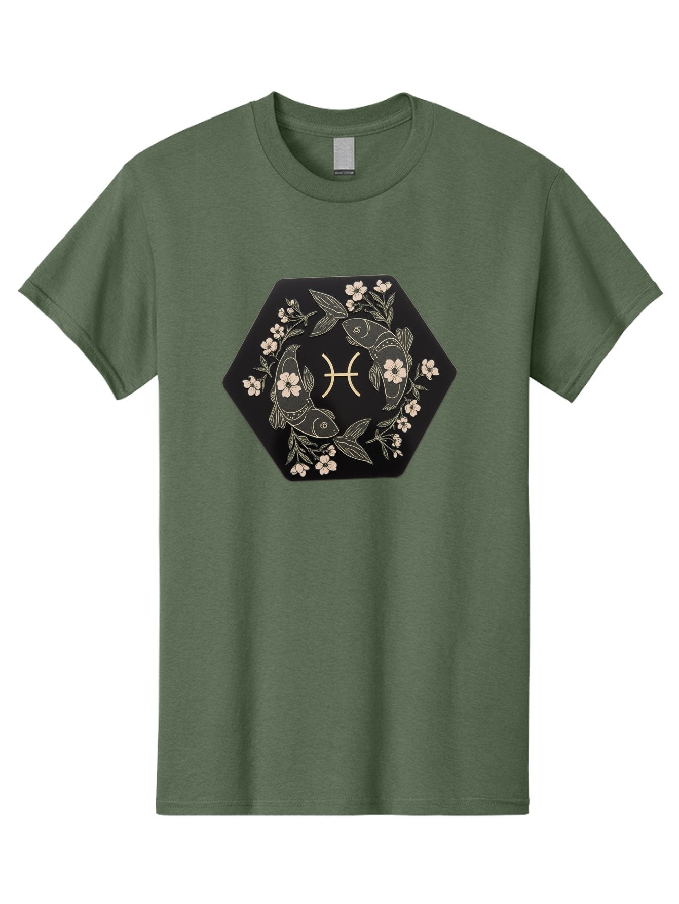 Pisces-Zodiac-Symbol Men'S Graphic Tee, 100% Cotton, Comfortable Casual Summer Wear, Machine Washable, Pisces Zodiac Symbol, Fish Illustration, Floral Wreath, Astrology Sign, Horoscope, Mystical Design, Esoteric Art, Spiritual Symbolism, Bae240 9