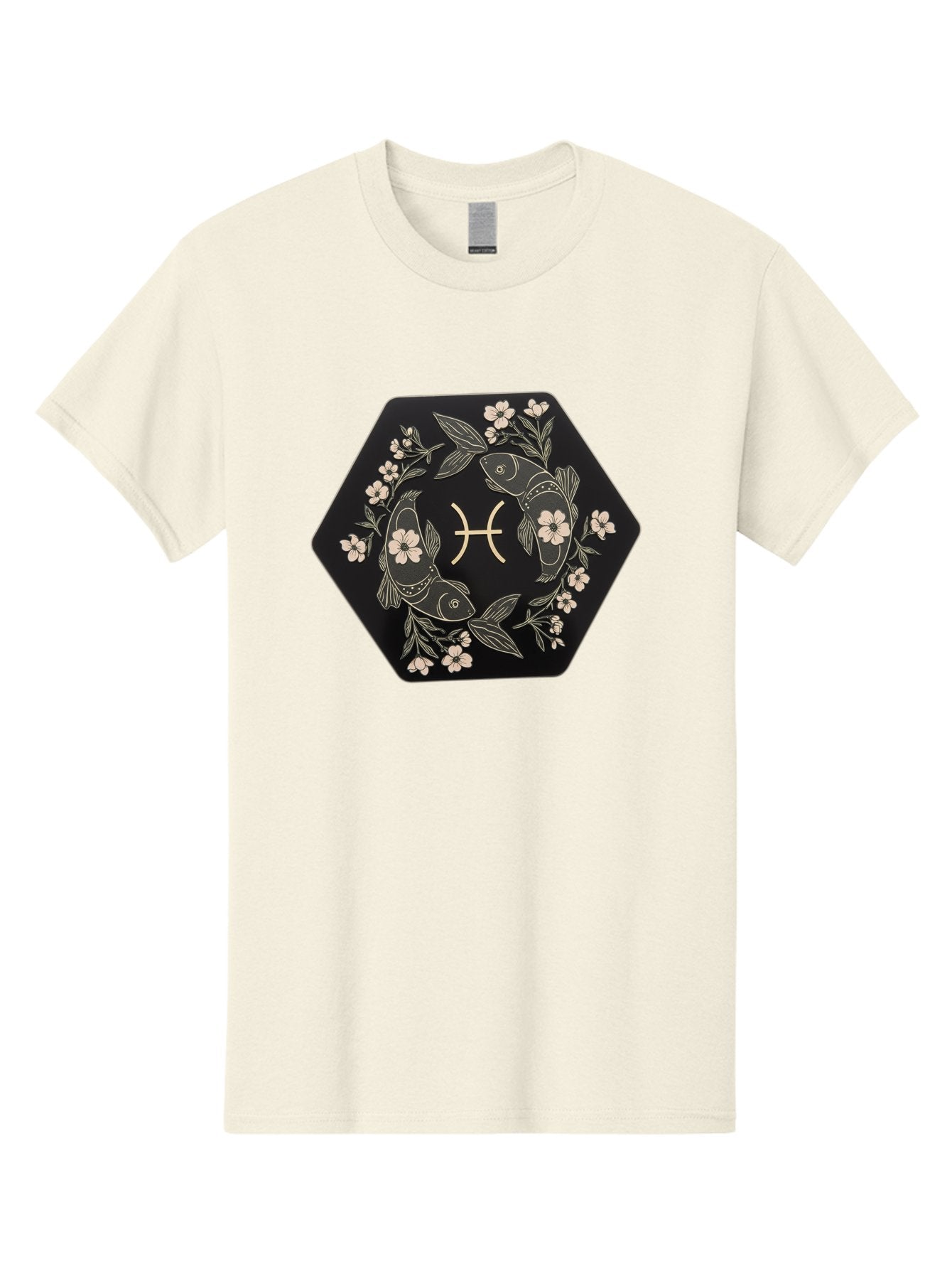 Pisces-Zodiac-Symbol Men'S Graphic Tee, 100% Cotton, Comfortable Casual Summer Wear, Machine Washable, Pisces Zodiac Symbol, Fish Illustration, Floral Wreath, Astrology Sign, Horoscope, Mystical Design, Esoteric Art, Spiritual Symbolism, Bae240 14