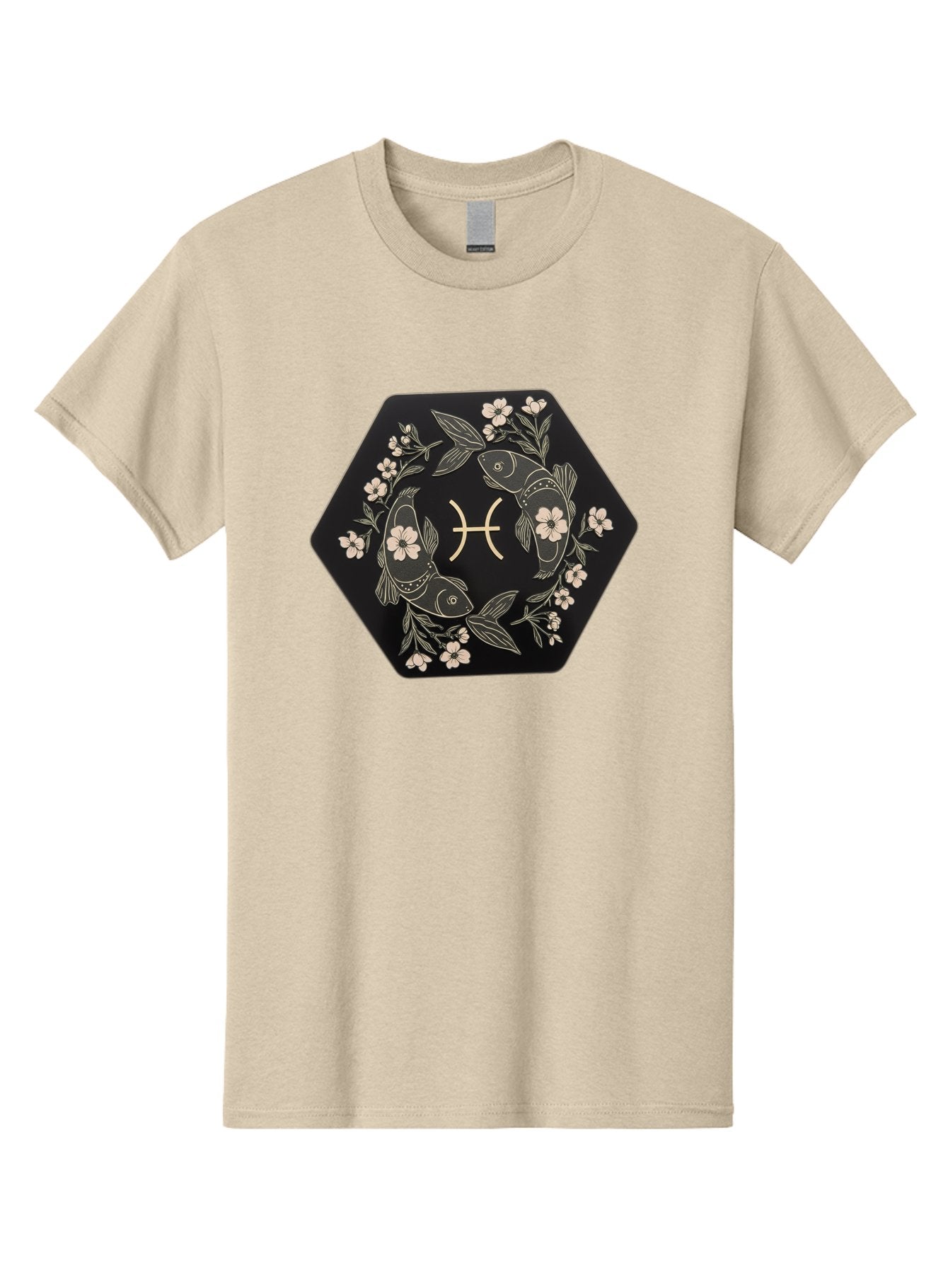 Pisces-Zodiac-Symbol Men'S Graphic Tee, 100% Cotton, Comfortable Casual Summer Wear, Machine Washable, Pisces Zodiac Symbol, Fish Illustration, Floral Wreath, Astrology Sign, Horoscope, Mystical Design, Esoteric Art, Spiritual Symbolism, Bae240 3