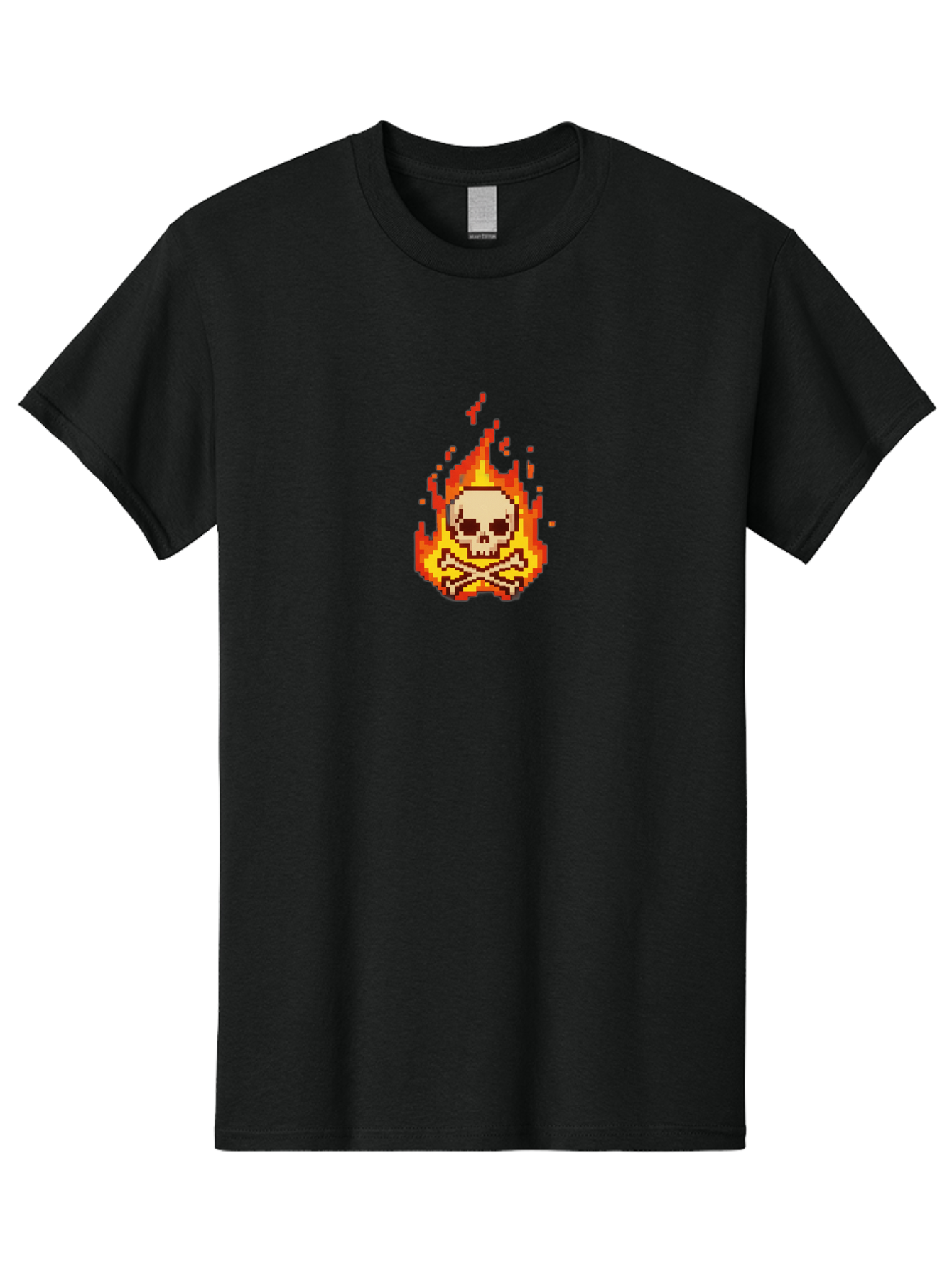 Pixel-Skull-And-Crossbones Men'S Graphic Tee, 100% Cotton, Comfortable Casual Summer Wear, Machine Washable, Death Symbol, Danger Sign, Warning Sign, Skull And Crossbones, Pixel Art, Retro Gaming, Grunge Aesthetics, Fiery Flames, Bae242 14