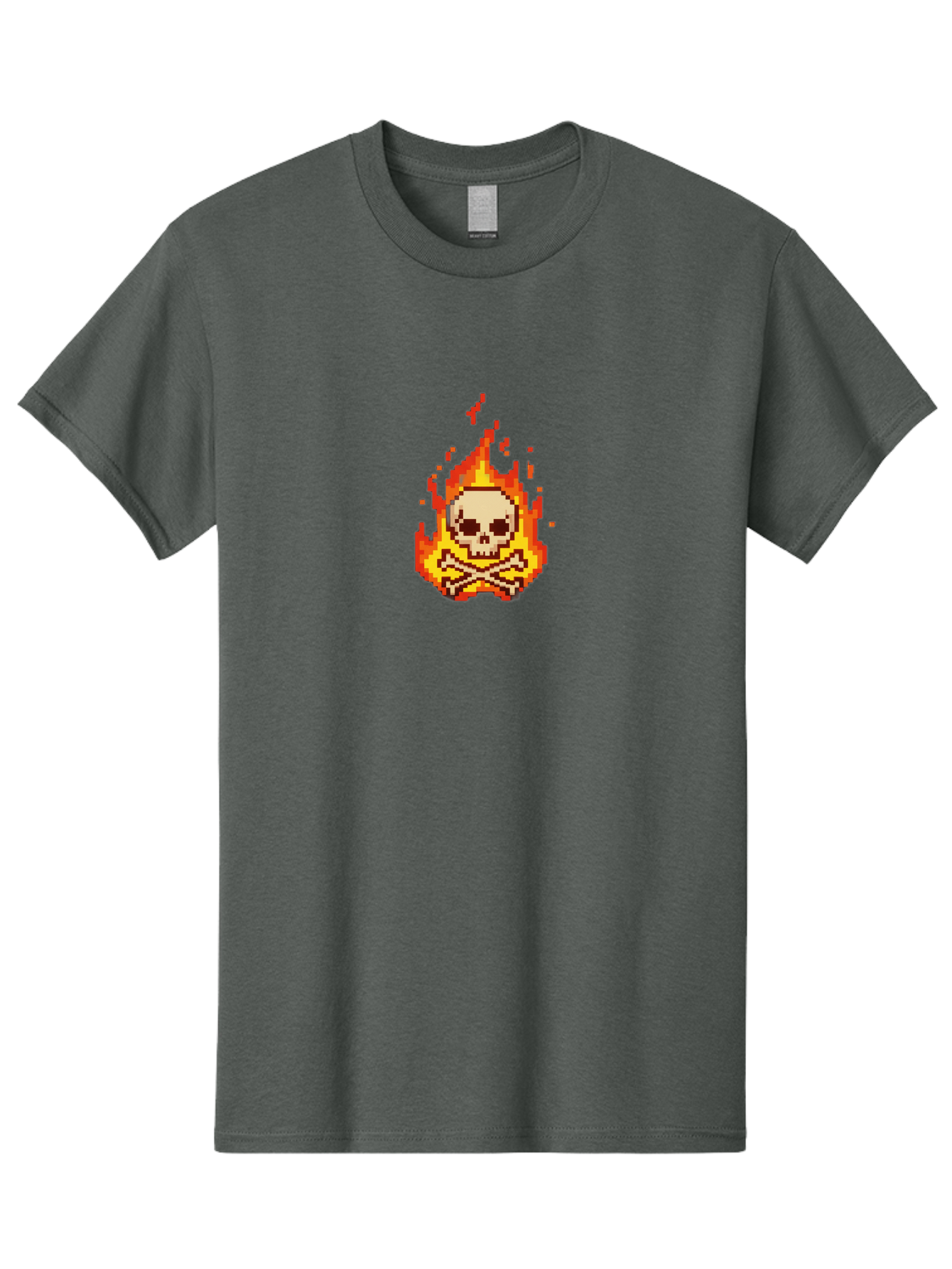 Pixel-Skull-And-Crossbones Men'S Graphic Tee, 100% Cotton, Comfortable Casual Summer Wear, Machine Washable, Death Symbol, Danger Sign, Warning Sign, Skull And Crossbones, Pixel Art, Retro Gaming, Grunge Aesthetics, Fiery Flames, Bae242 11