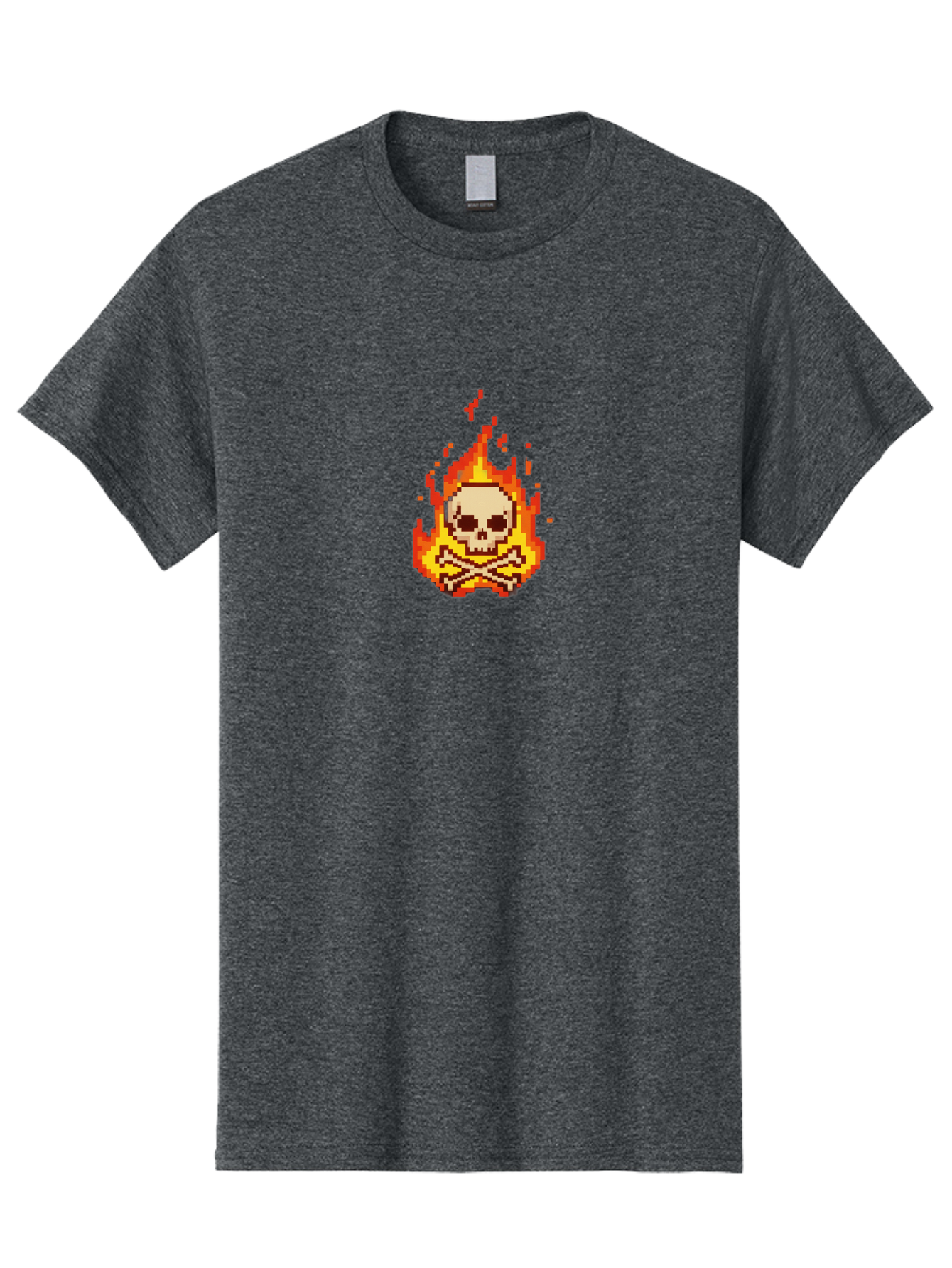 Pixel-Skull-And-Crossbones Men'S Graphic Tee, 100% Cotton, Comfortable Casual Summer Wear, Machine Washable, Death Symbol, Danger Sign, Warning Sign, Skull And Crossbones, Pixel Art, Retro Gaming, Grunge Aesthetics, Fiery Flames, Bae242 9