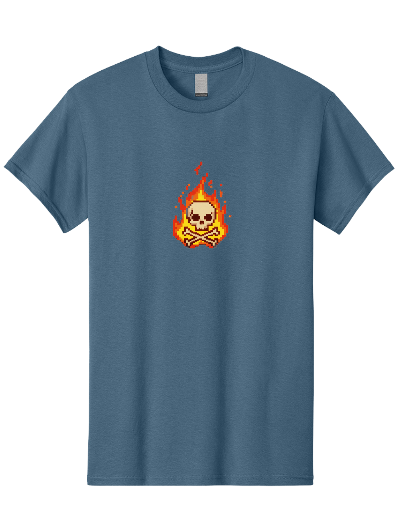 Pixel-Skull-And-Crossbones Men'S Graphic Tee, 100% Cotton, Comfortable Casual Summer Wear, Machine Washable, Death Symbol, Danger Sign, Warning Sign, Skull And Crossbones, Pixel Art, Retro Gaming, Grunge Aesthetics, Fiery Flames, Bae242 15