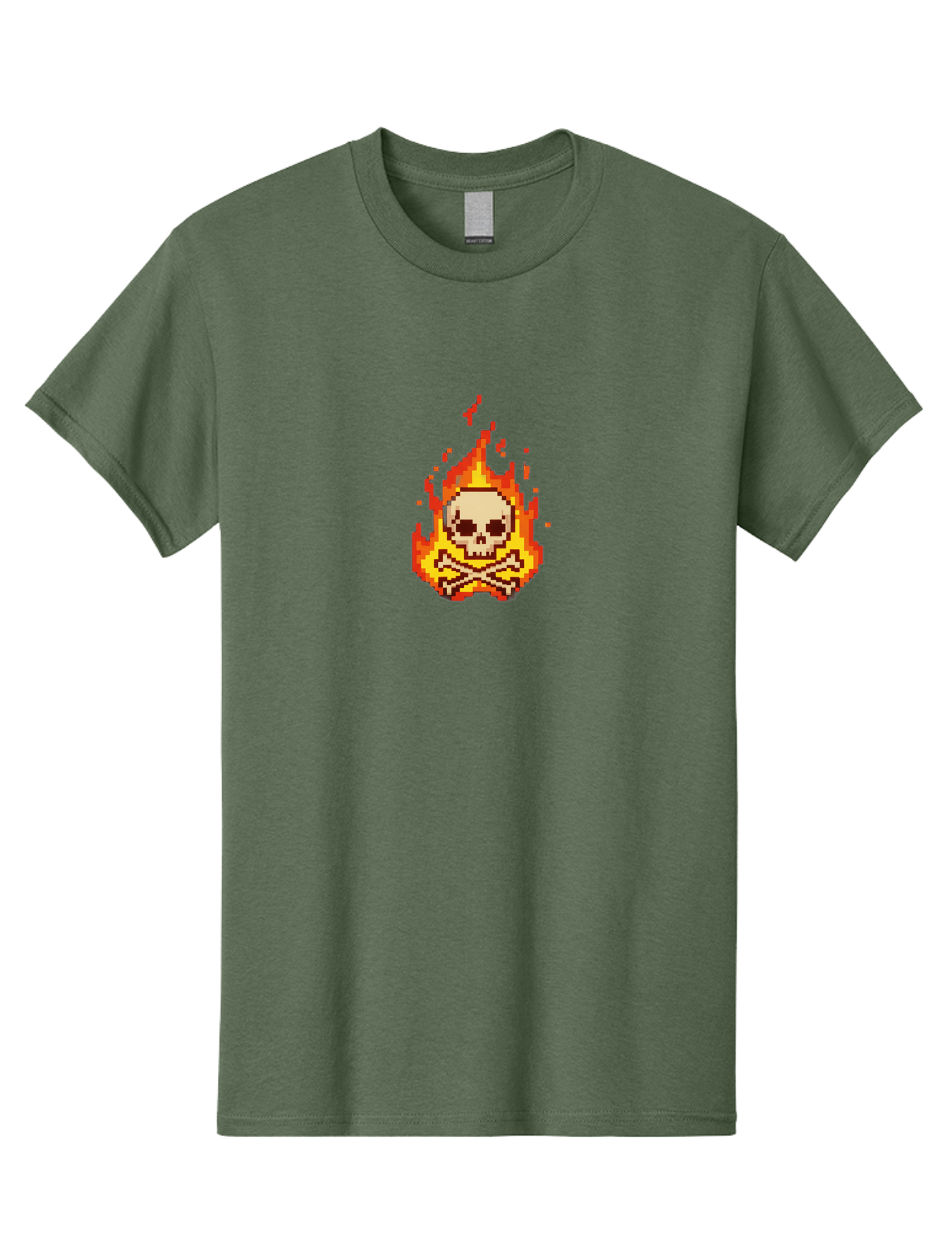 Pixel-Skull-And-Crossbones Men'S Graphic Tee, 100% Cotton, Comfortable Casual Summer Wear, Machine Washable, Death Symbol, Danger Sign, Warning Sign, Skull And Crossbones, Pixel Art, Retro Gaming, Grunge Aesthetics, Fiery Flames, Bae242 8