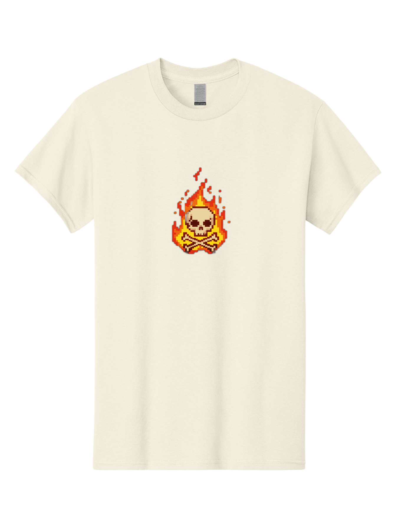 Pixel-Skull-And-Crossbones Men'S Graphic Tee, 100% Cotton, Comfortable Casual Summer Wear, Machine Washable, Death Symbol, Danger Sign, Warning Sign, Skull And Crossbones, Pixel Art, Retro Gaming, Grunge Aesthetics, Fiery Flames, Bae242 7