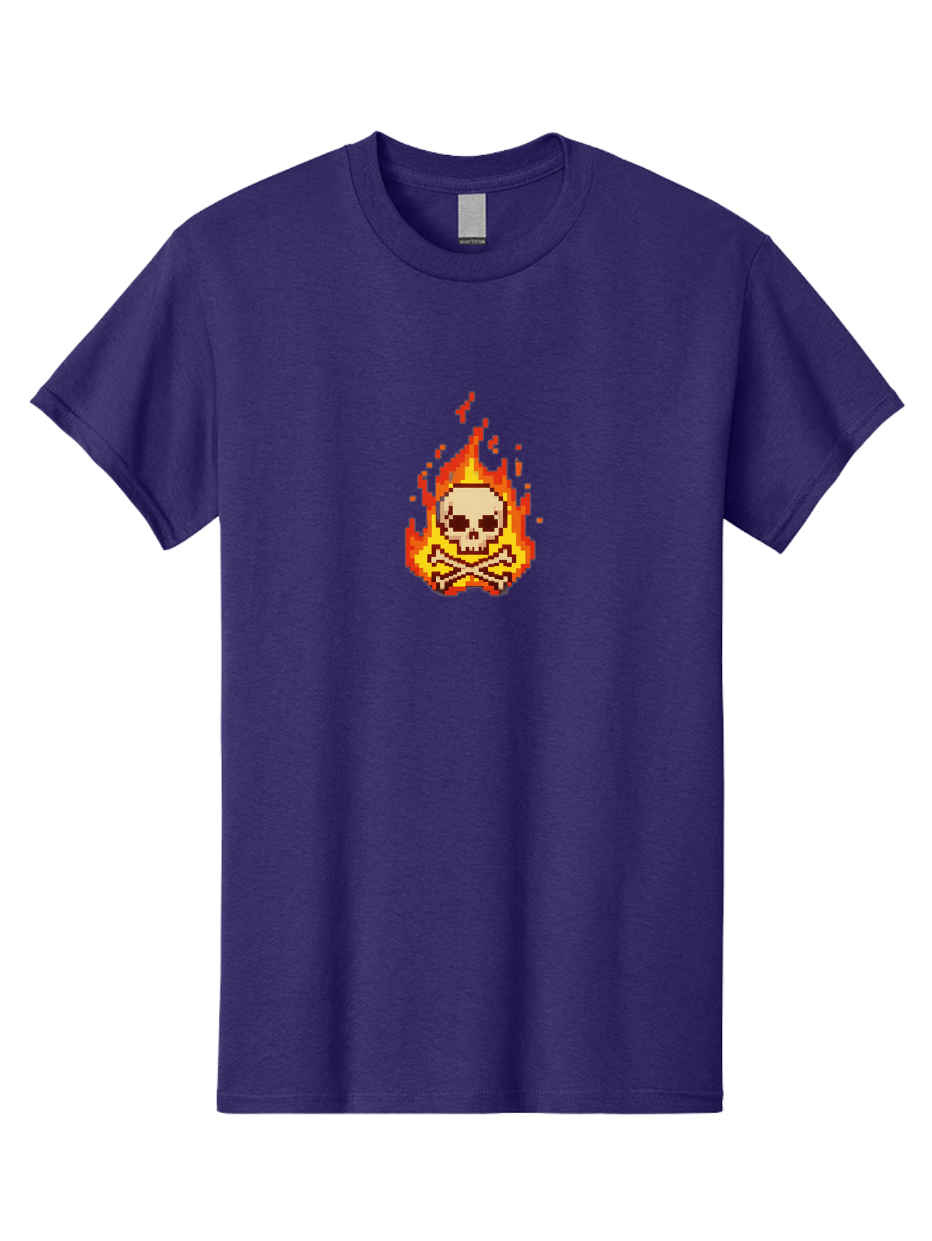 Pixel-Skull-And-Crossbones Men'S Graphic Tee, 100% Cotton, Comfortable Casual Summer Wear, Machine Washable, Death Symbol, Danger Sign, Warning Sign, Skull And Crossbones, Pixel Art, Retro Gaming, Grunge Aesthetics, Fiery Flames, Bae242 6