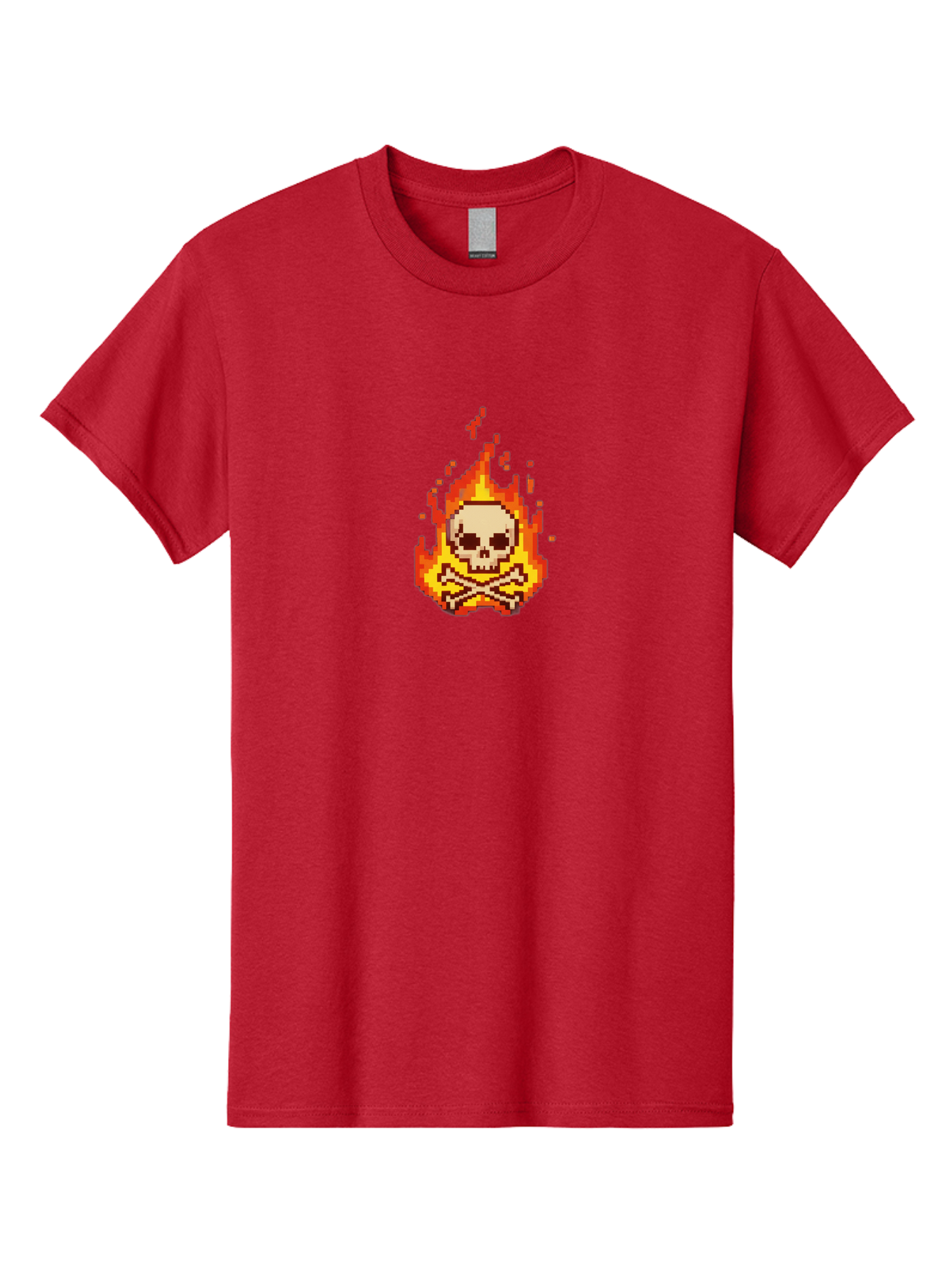 Pixel-Skull-And-Crossbones Men'S Graphic Tee, 100% Cotton, Comfortable Casual Summer Wear, Machine Washable, Death Symbol, Danger Sign, Warning Sign, Skull And Crossbones, Pixel Art, Retro Gaming, Grunge Aesthetics, Fiery Flames, Bae242 12