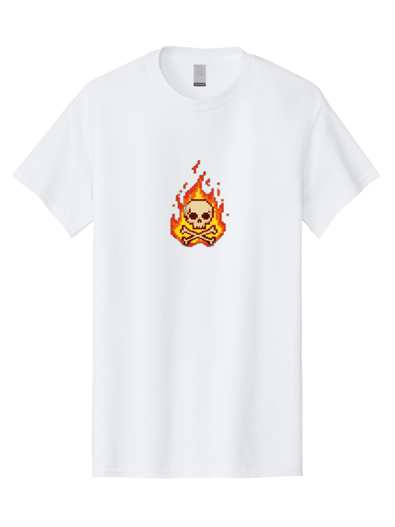 Pixel-Skull-And-Crossbones Men'S Graphic Tee, 100% Cotton, Comfortable Casual Summer Wear, Machine Washable, Death Symbol, Danger Sign, Warning Sign, Skull And Crossbones, Pixel Art, Retro Gaming, Grunge Aesthetics, Fiery Flames, Bae242 13