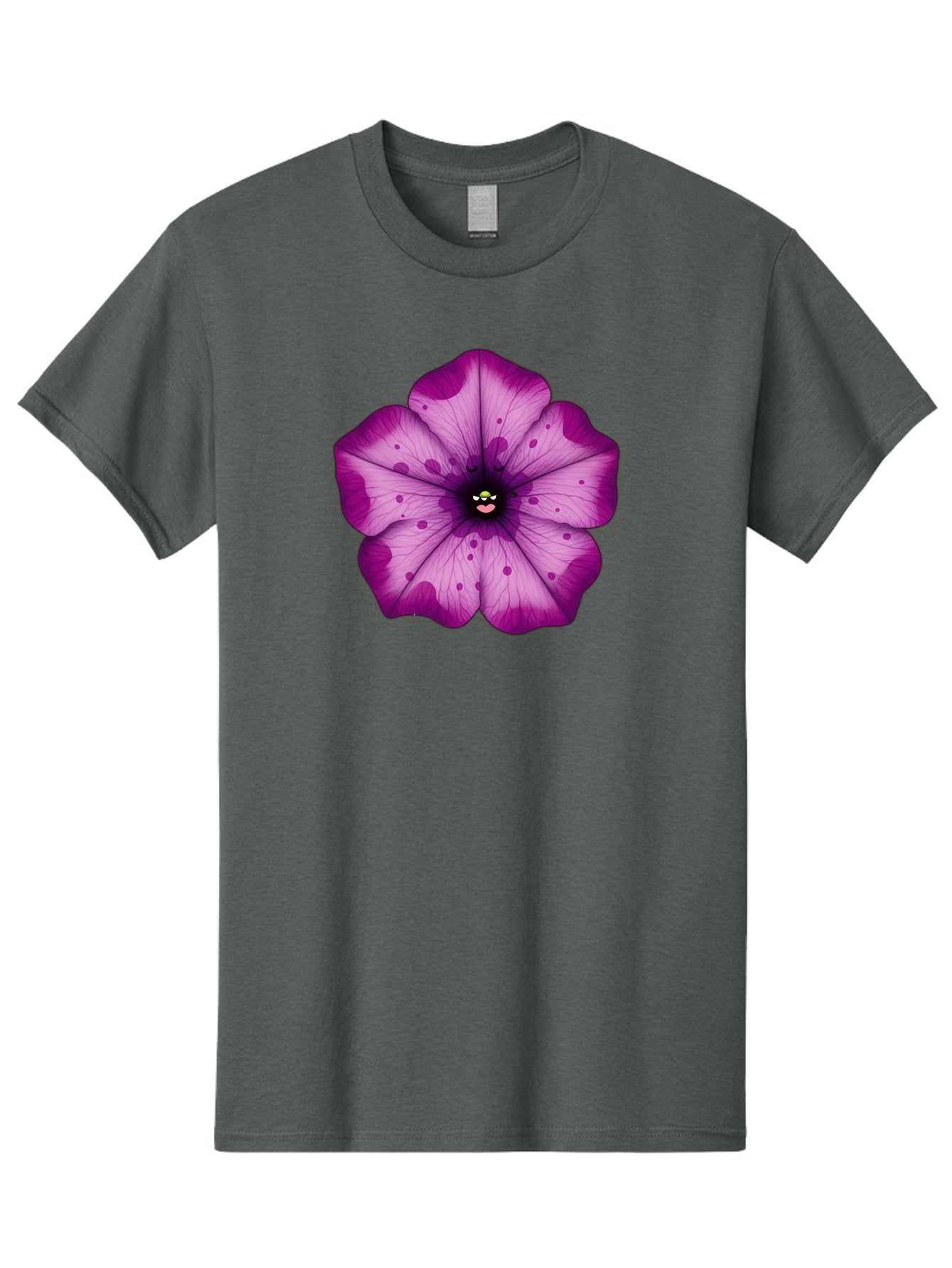 Purple-Flower Men'S Graphic Tee, 100% Cotton, Comfortable Casual Summer Wear, Machine Washable, Purple Flower, Cartoon Style, Vibrant Colors, Whimsical Design, Floral Pattern, Playful Character, Purple Petals, Spotty Design Bae243 13