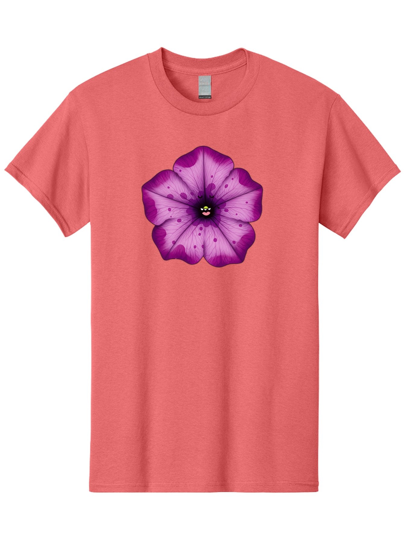 Purple-Flower Men'S Graphic Tee, 100% Cotton, Comfortable Casual Summer Wear, Machine Washable, Purple Flower, Cartoon Style, Vibrant Colors, Whimsical Design, Floral Pattern, Playful Character, Purple Petals, Spotty Design Bae243 4
