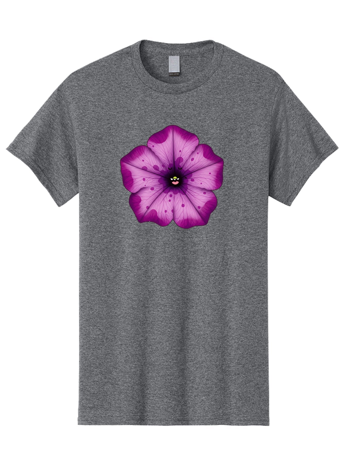 Purple-Flower Men'S Graphic Tee, 100% Cotton, Comfortable Casual Summer Wear, Machine Washable, Purple Flower, Cartoon Style, Vibrant Colors, Whimsical Design, Floral Pattern, Playful Character, Purple Petals, Spotty Design Bae243 6
