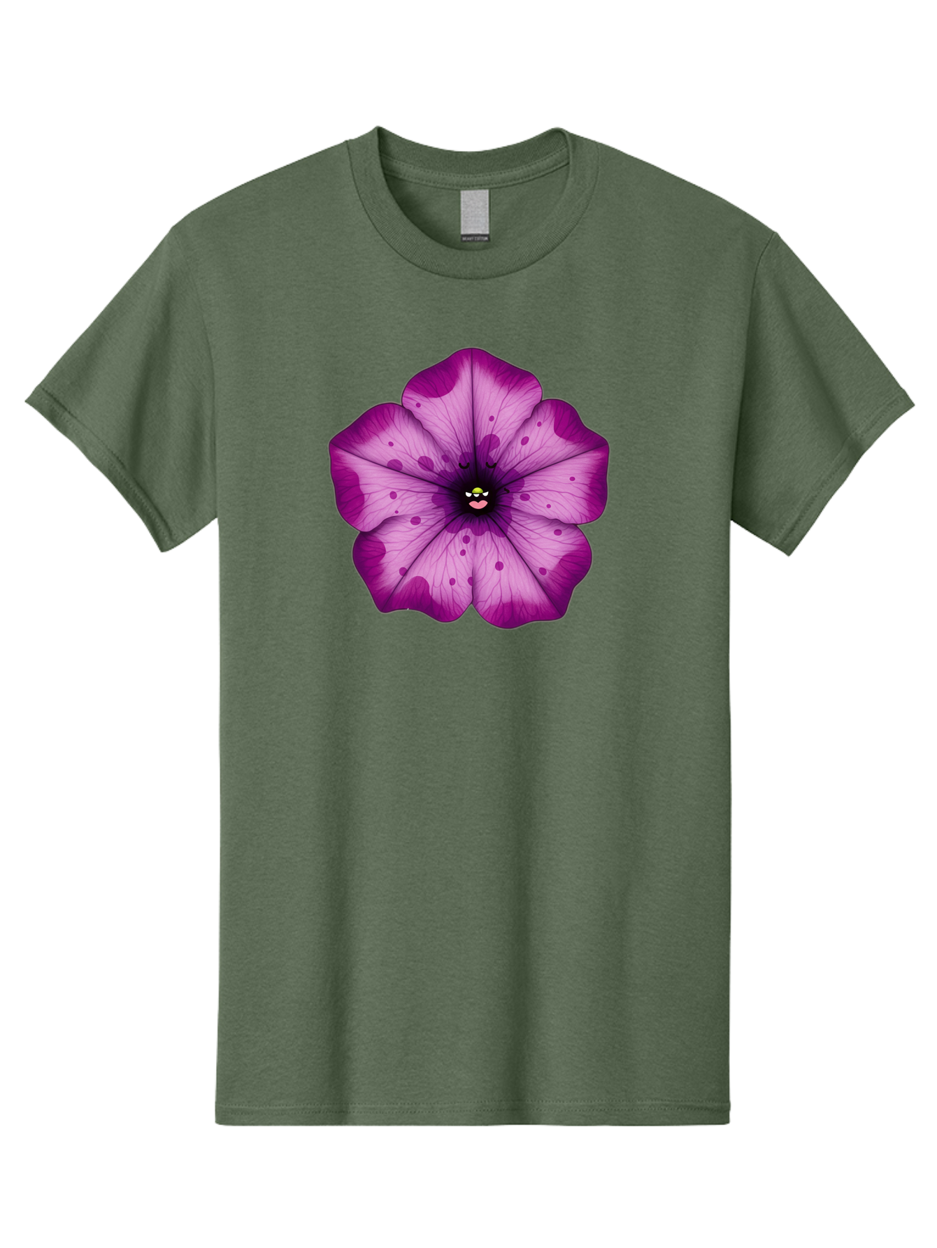 Purple-Flower Men'S Graphic Tee, 100% Cotton, Comfortable Casual Summer Wear, Machine Washable, Purple Flower, Cartoon Style, Vibrant Colors, Whimsical Design, Floral Pattern, Playful Character, Purple Petals, Spotty Design Bae243